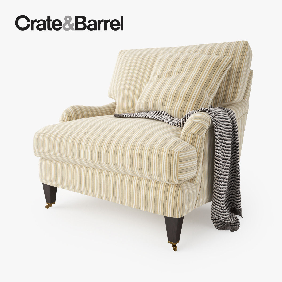 Crate and Barrel Essex Chair with Casters 3D model_1