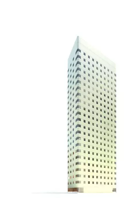 White Realistic Skyscraper 3D model_0