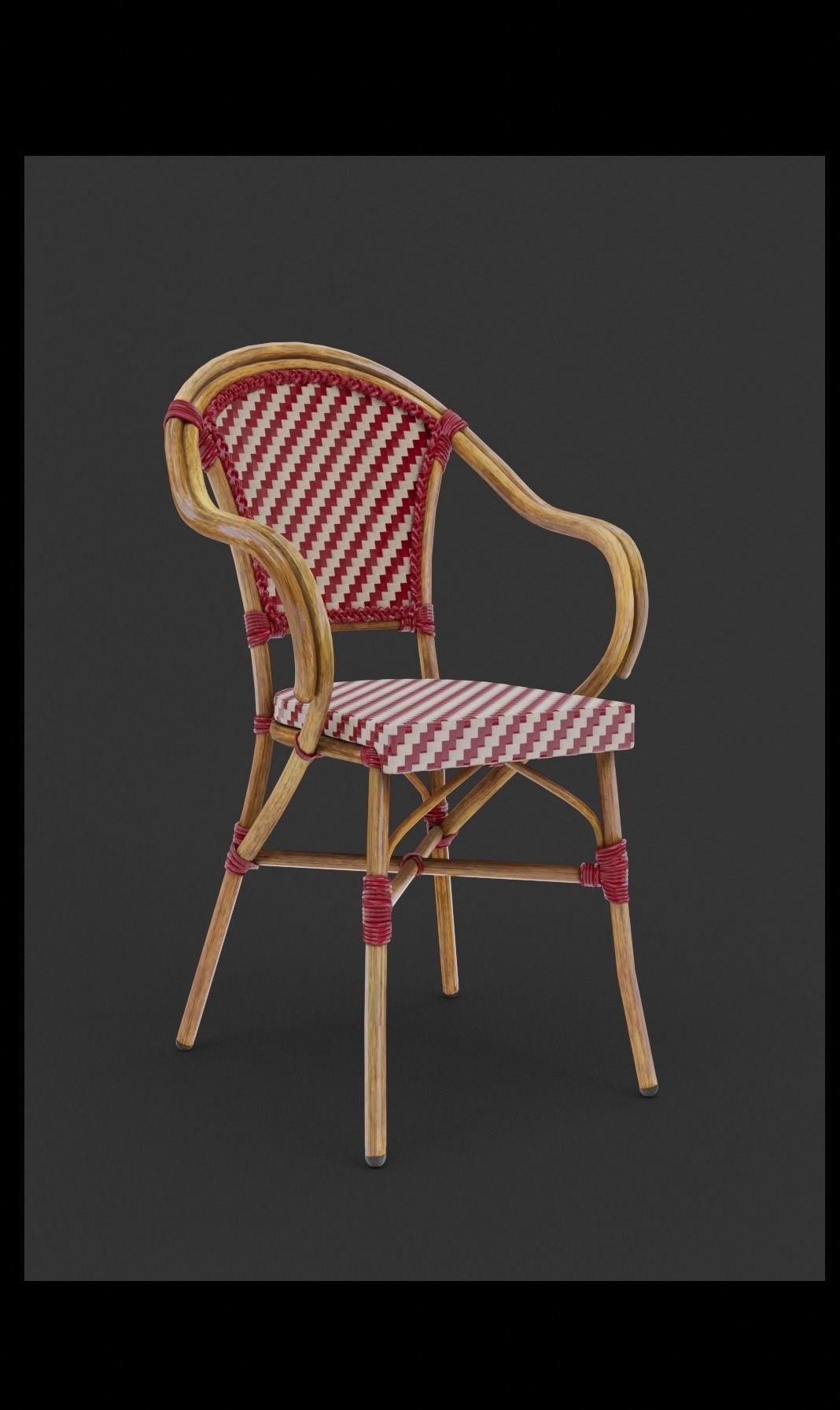 French Bistro Chair - Multi Variants Low-poly 3D model_3