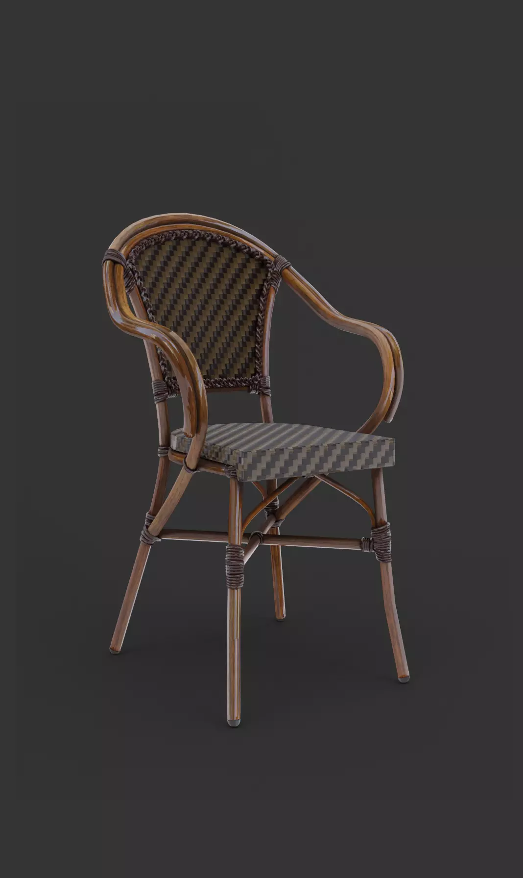 French Bistro Chair - Multi Variants Low-poly 3D model_0