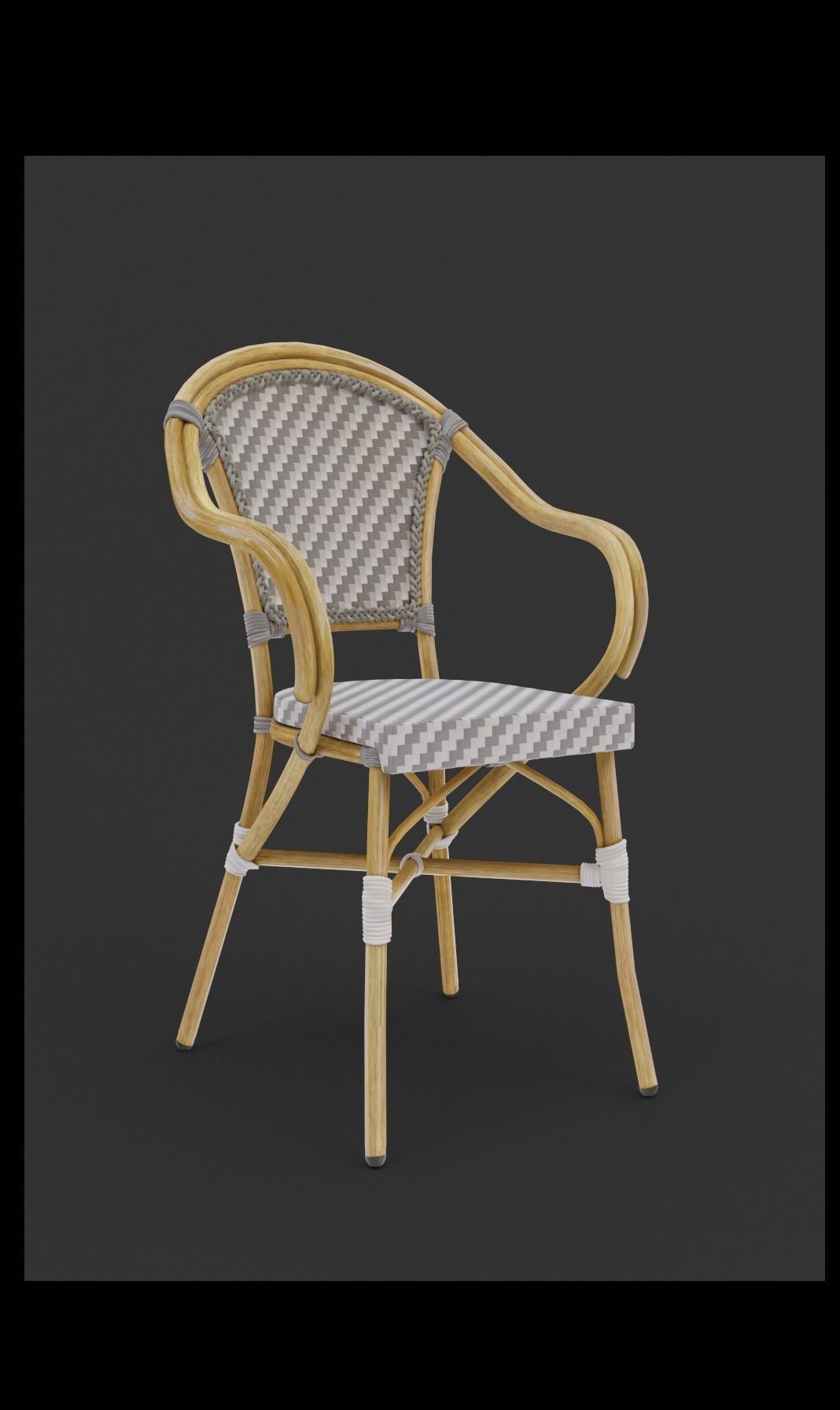 French Bistro Chair - Multi Variants Low-poly 3D model_2