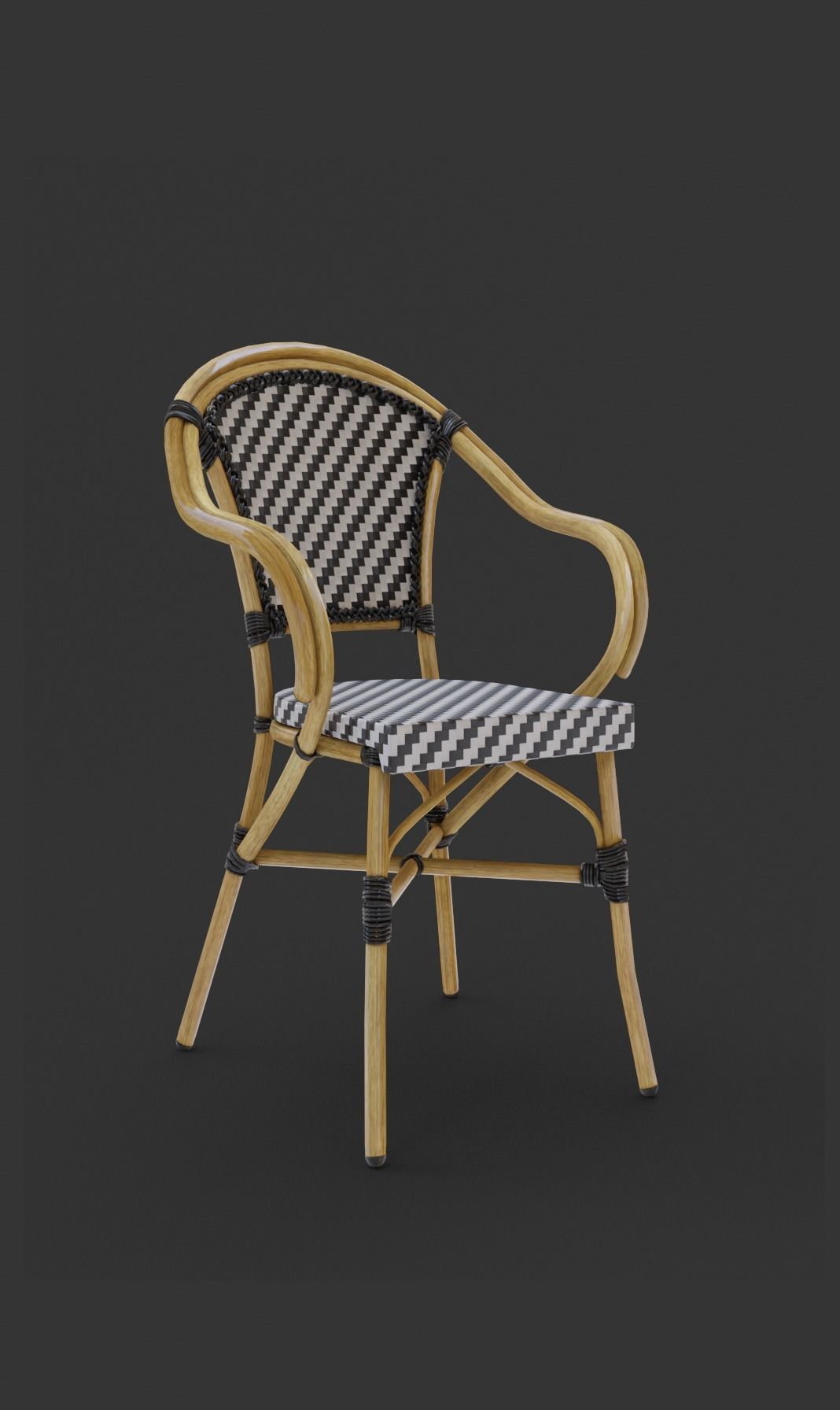 French Bistro Chair - Multi Variants Low-poly 3D model_1