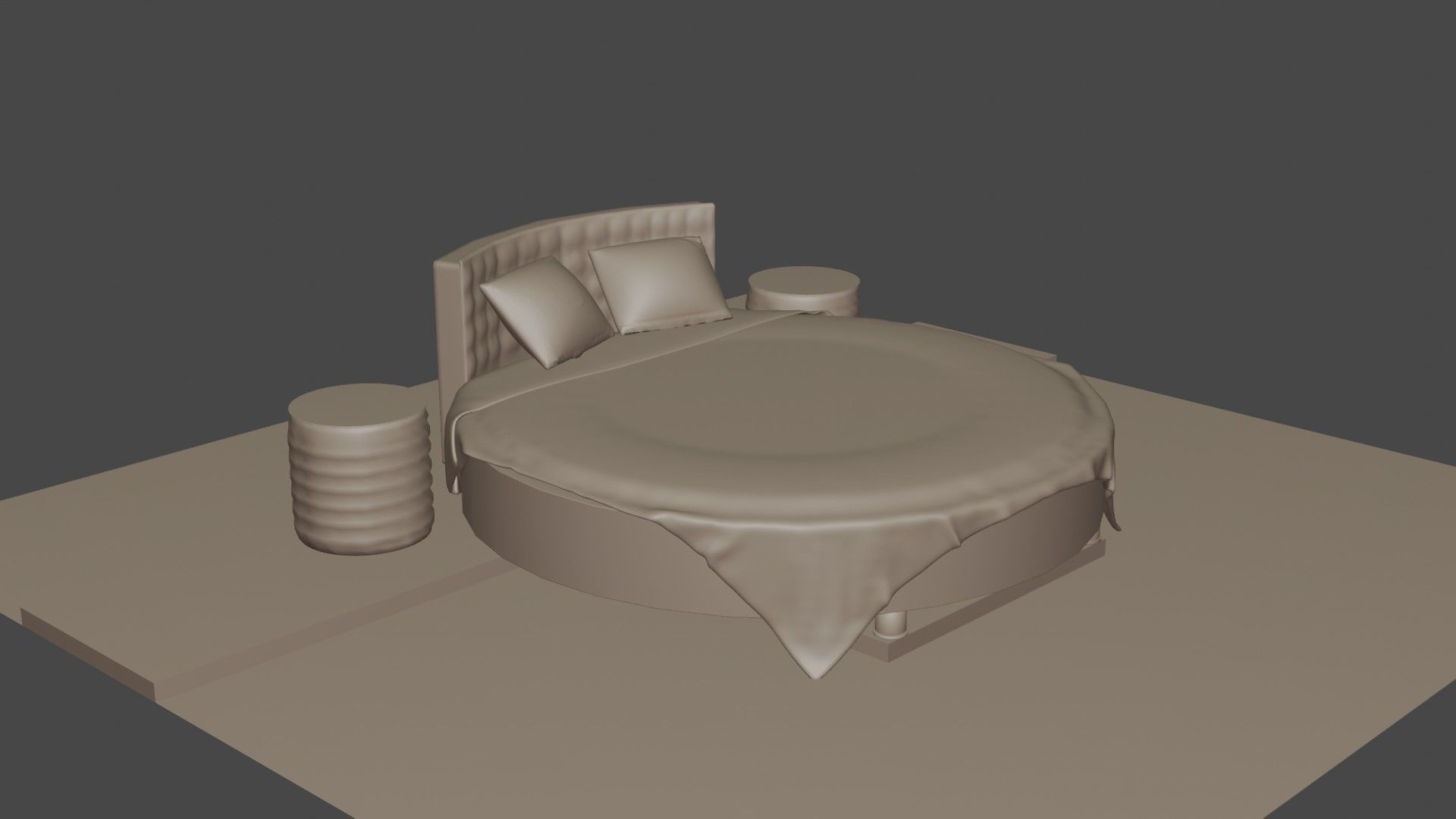 3d model of a European rounded bed 3D model_5