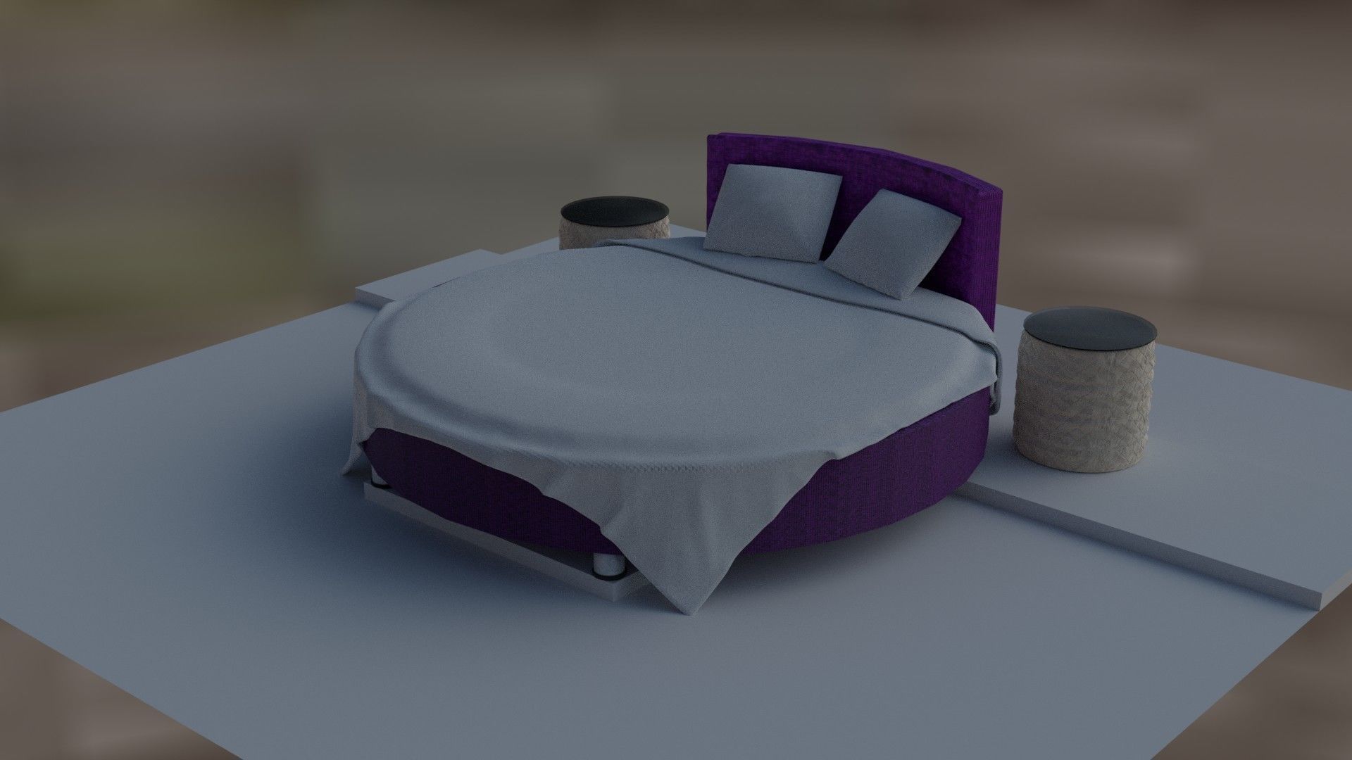 3d model of a European rounded bed 3D model_1