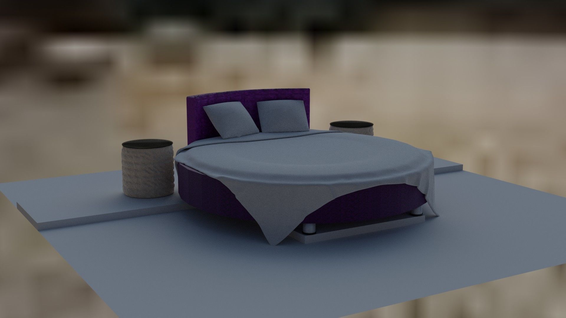 3d model of a European rounded bed 3D model_7