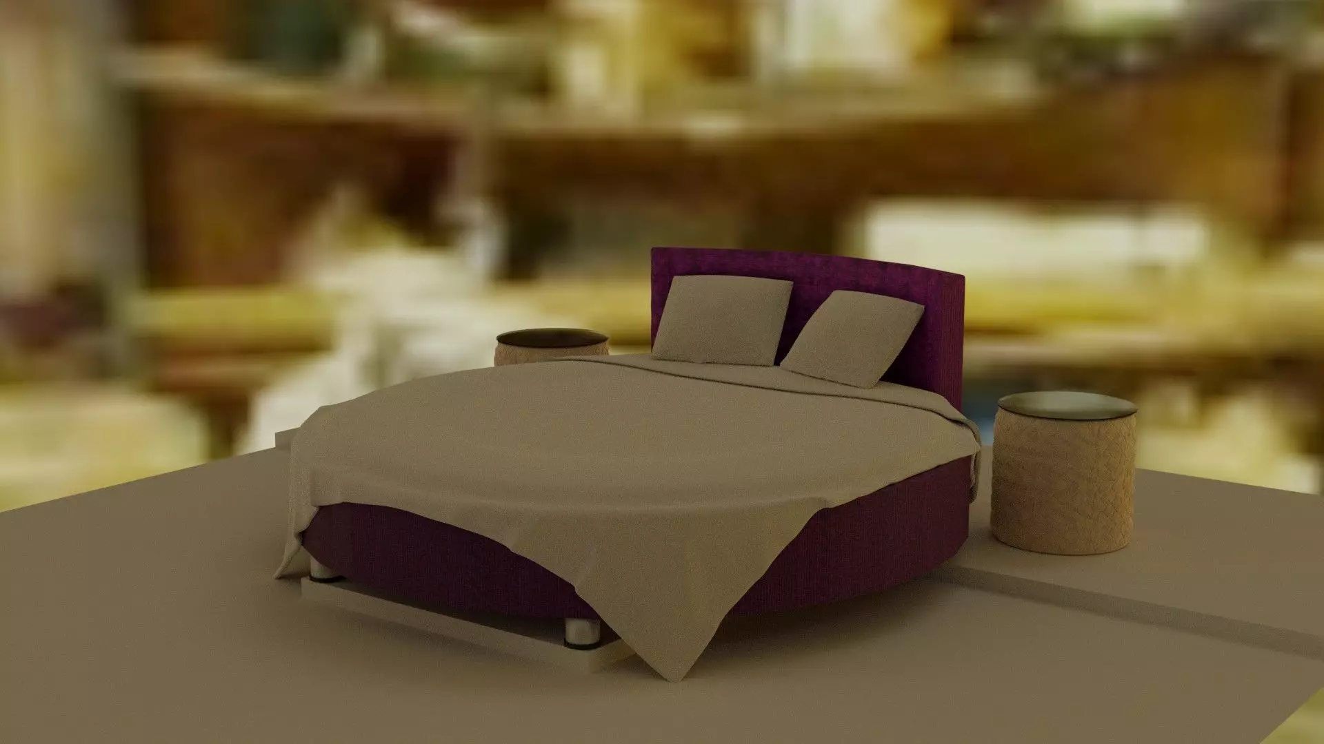 3d model of a European rounded bed 3D model_0