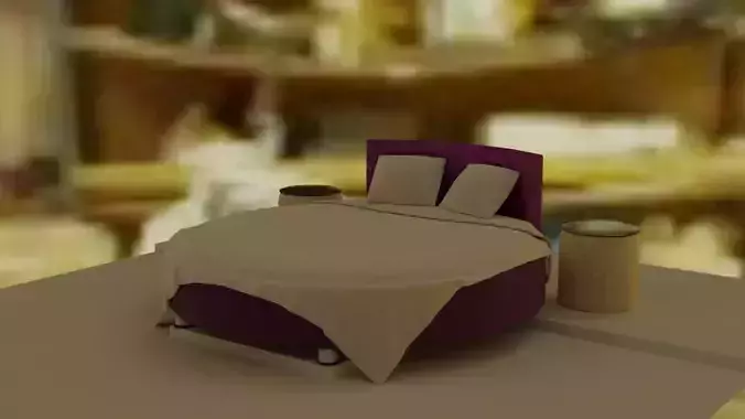 3d model of a European rounded bed 3D model