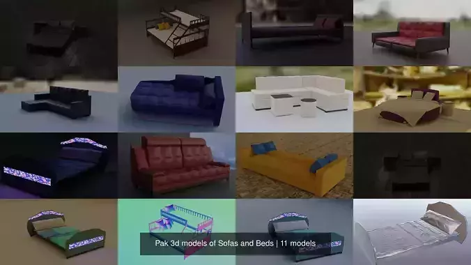 Pak 3d models of Sofas and Beds 3D Model Collection