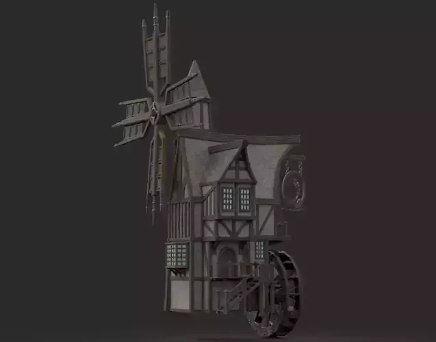 Medieval Windmill water wheel Pack Blender and Unreal Engine 5 3D model