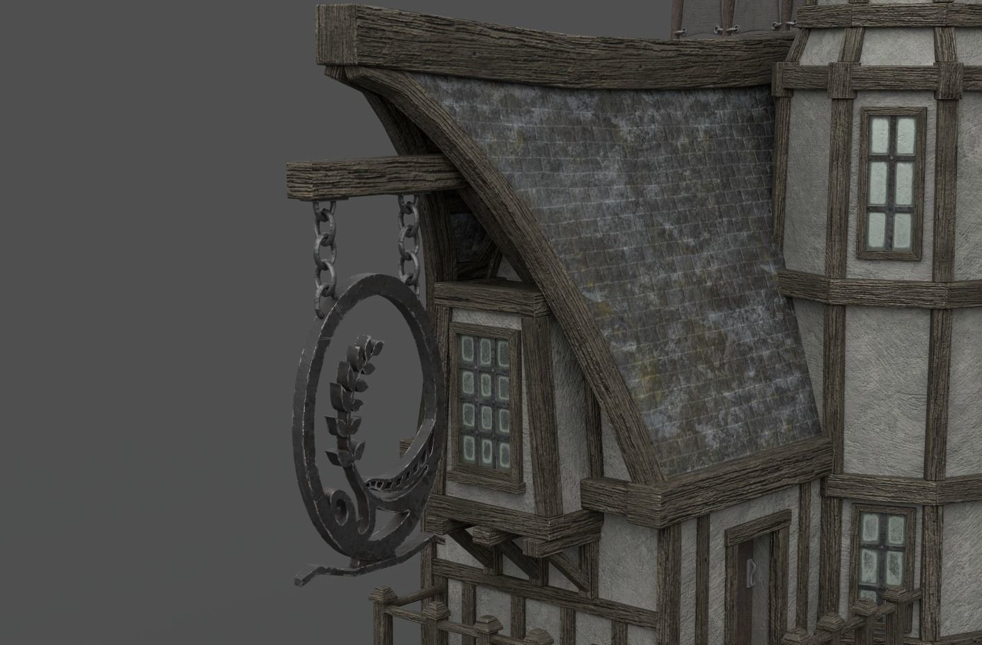 Medieval Windmill water wheel Pack Blender and Unreal Engine 5 3D model_17