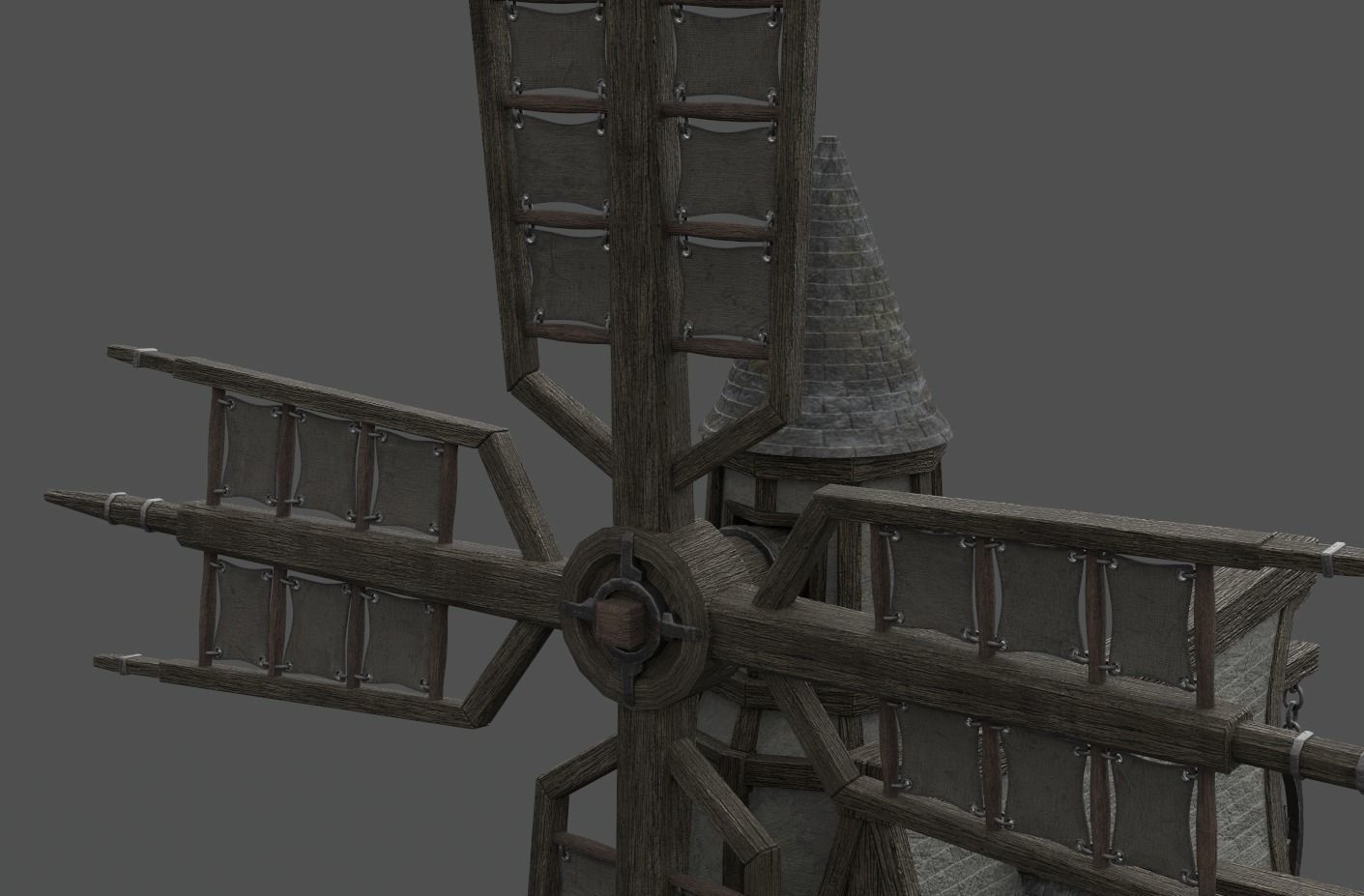 Medieval Windmill water wheel Pack Blender and Unreal Engine 5 3D model_6