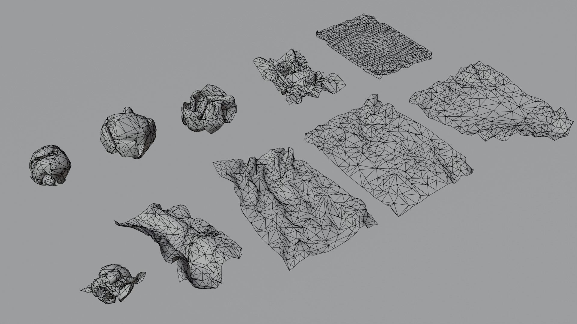 Crumpled Paper Pack Low-poly 3D model_7