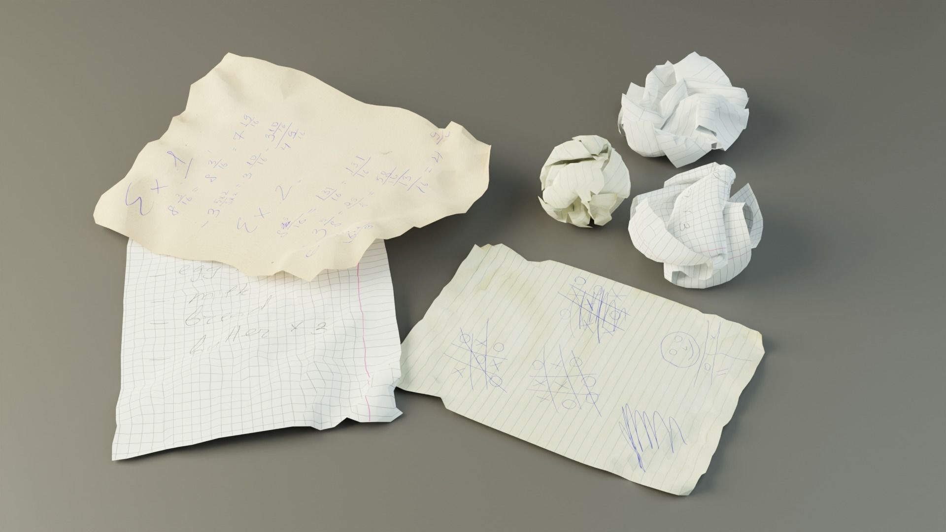 Crumpled Paper Pack Low-poly 3D model_3