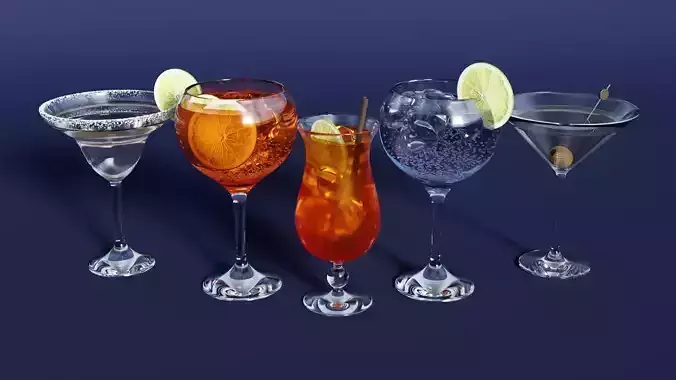 Drink Set - Cocktail Glasses 3D model