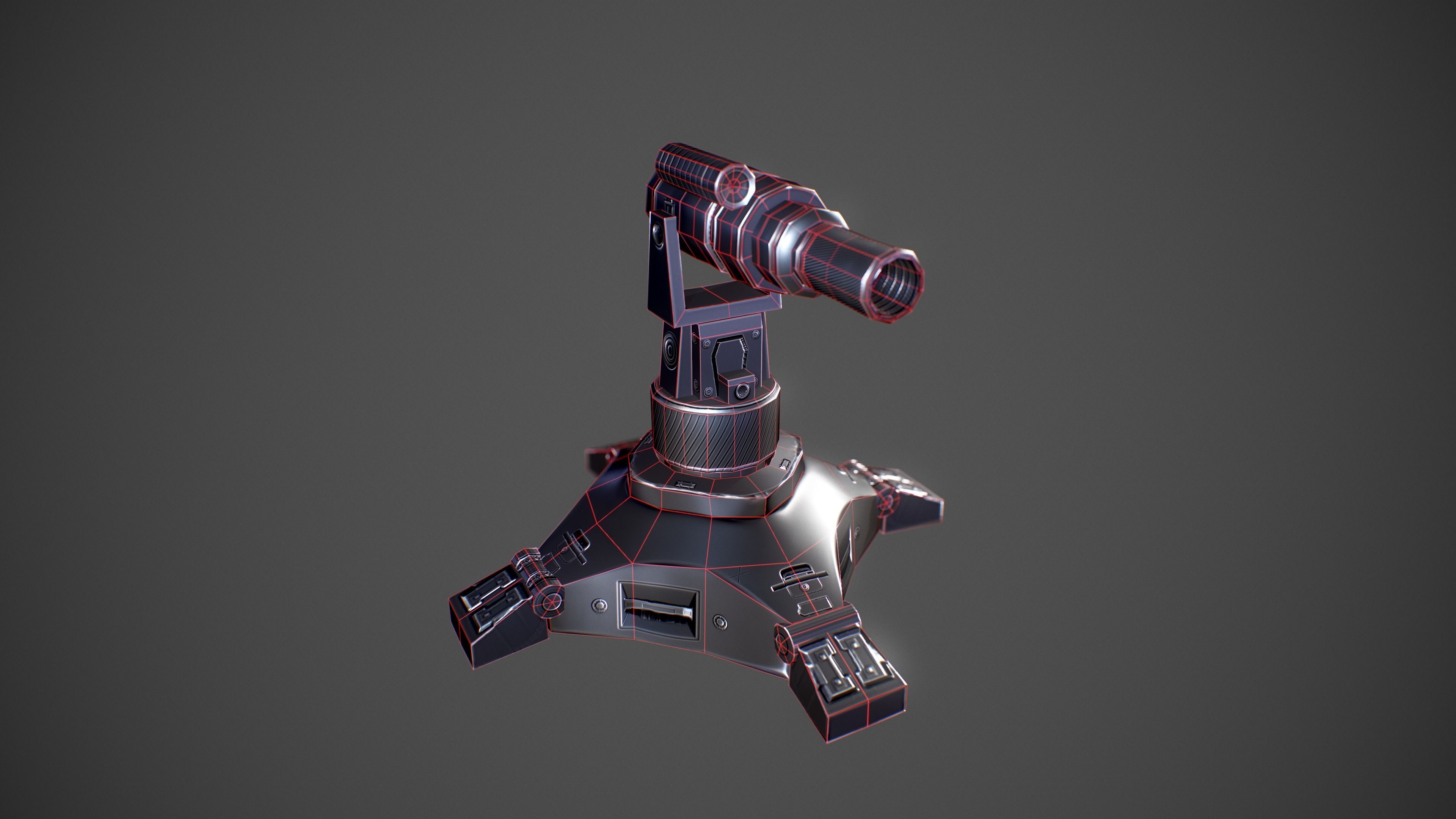 Mini Gun Low-poly 3D model_7