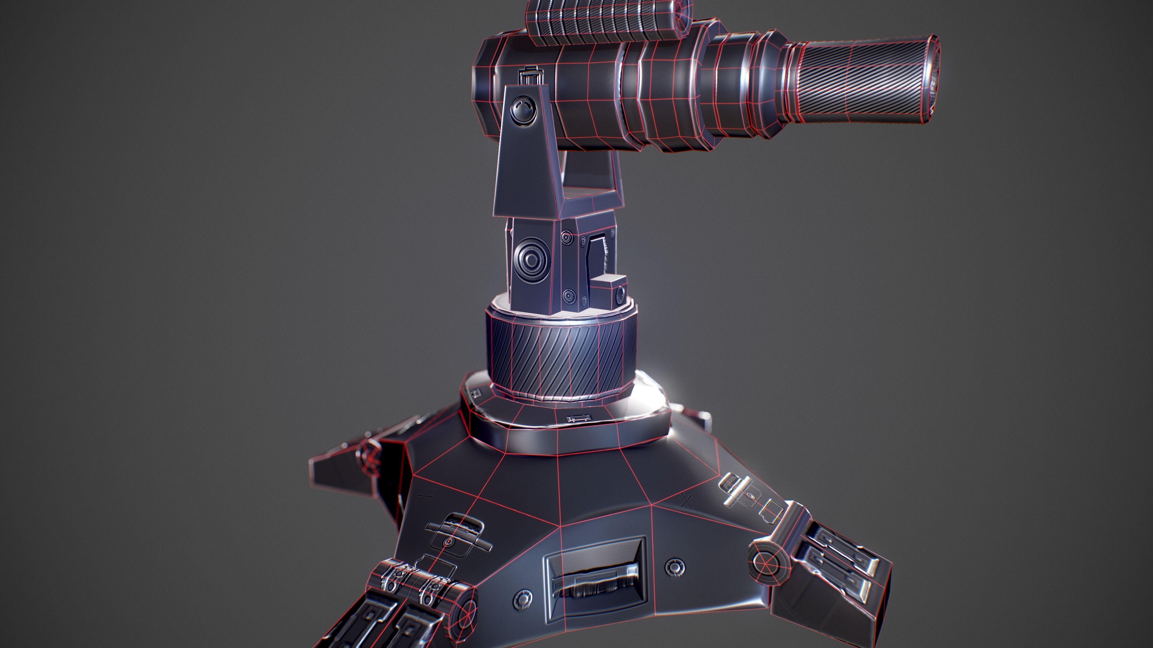 Mini Gun Low-poly 3D model_4