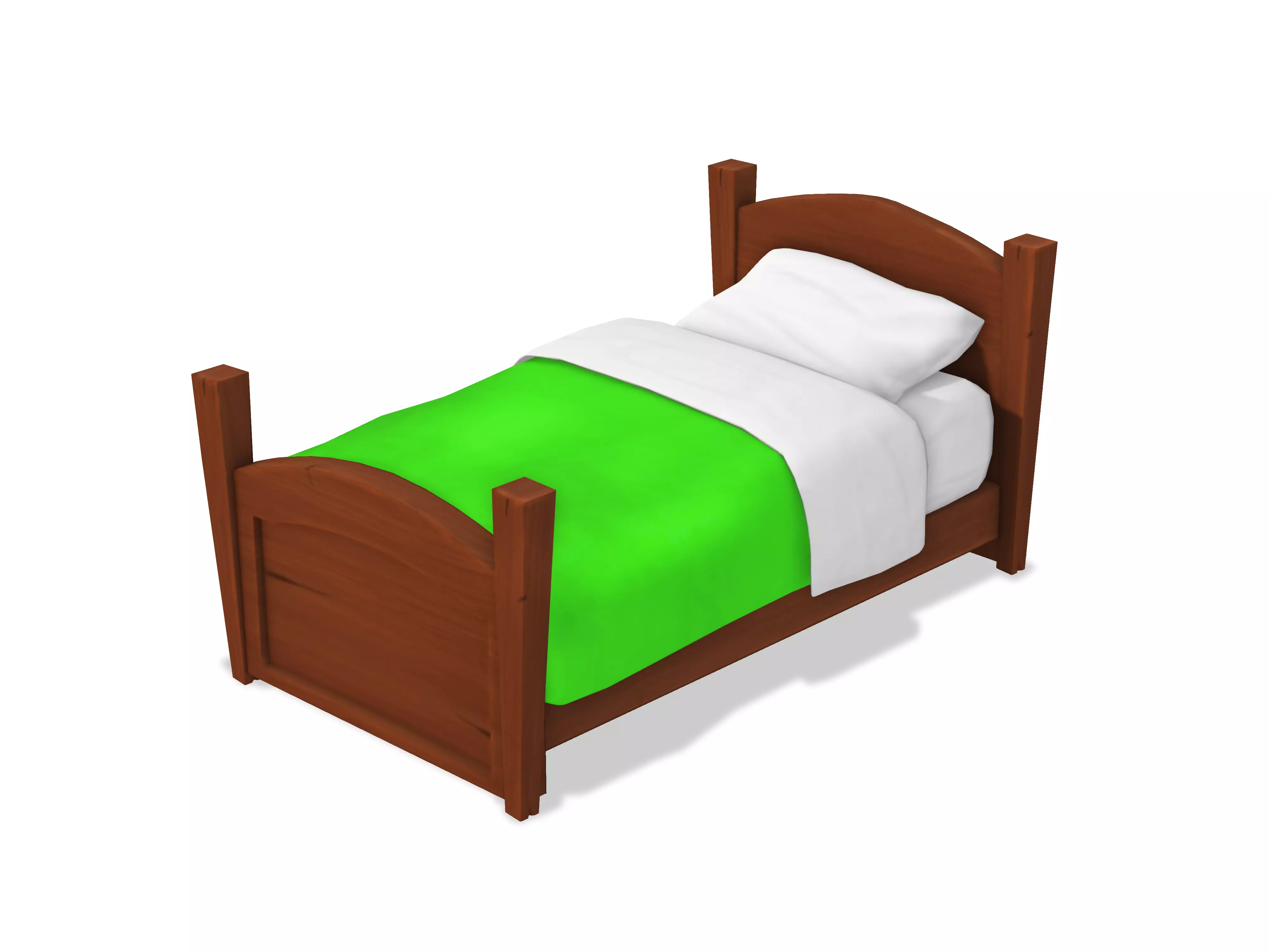 Stylized Single Bed Low-poly 3D model_0