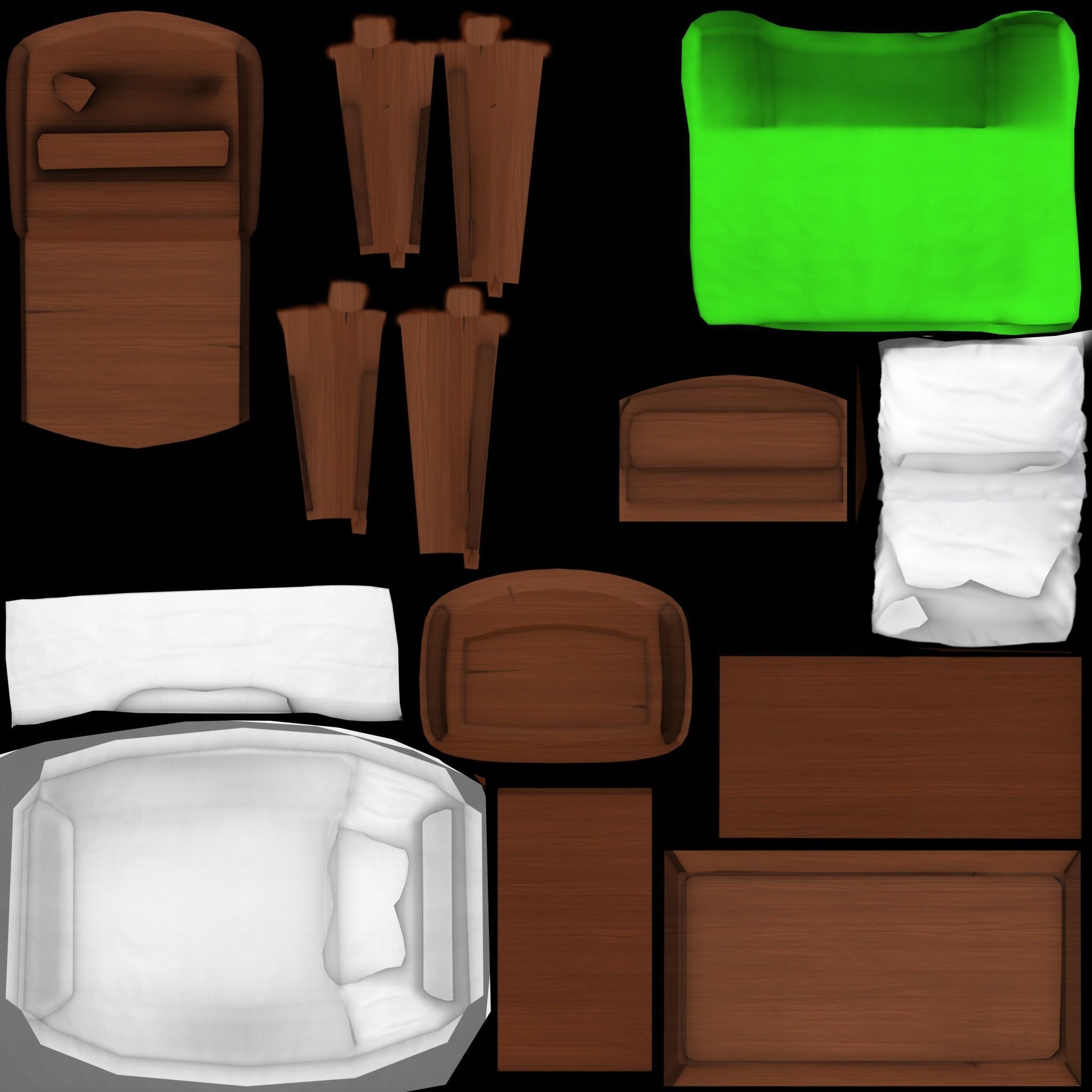 Stylized Single Bed Low-poly 3D model_4