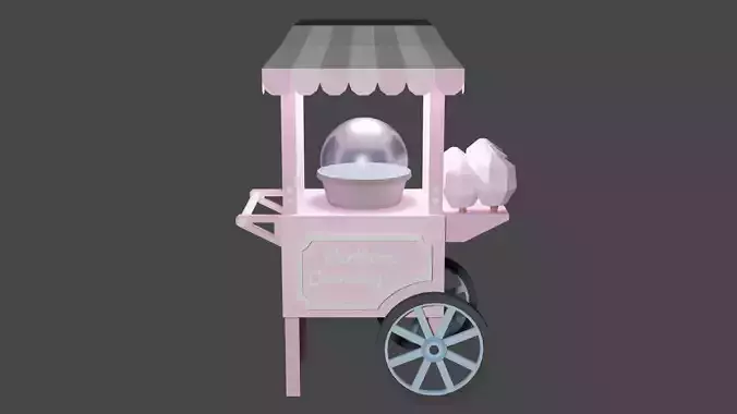 Cotton candy low poly cart