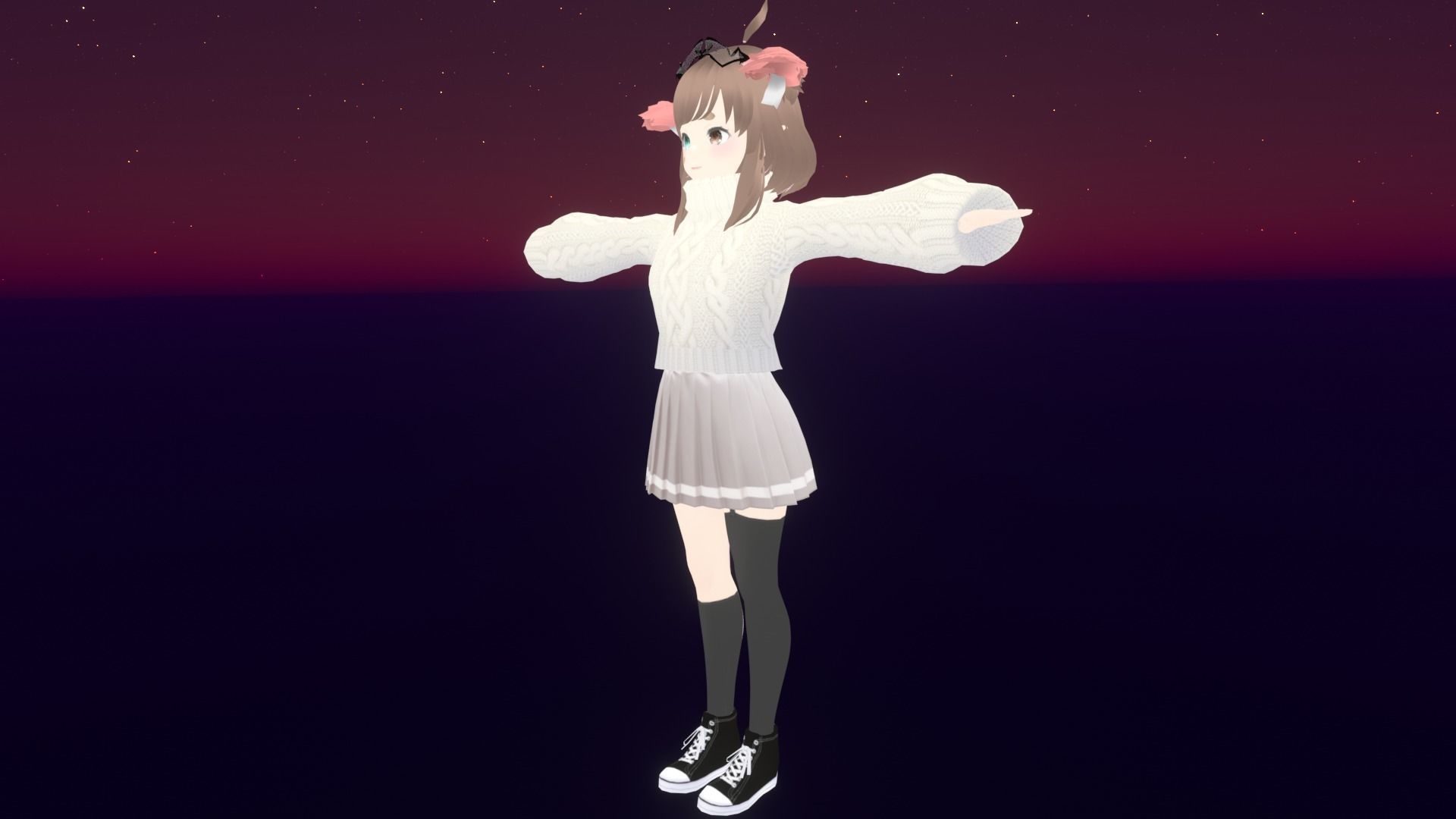 cute anime girl character - Yoshiko Low-poly 3D model_3