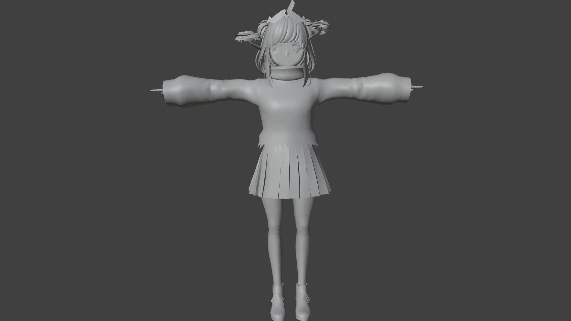cute anime girl character - Yoshiko Low-poly 3D model_8