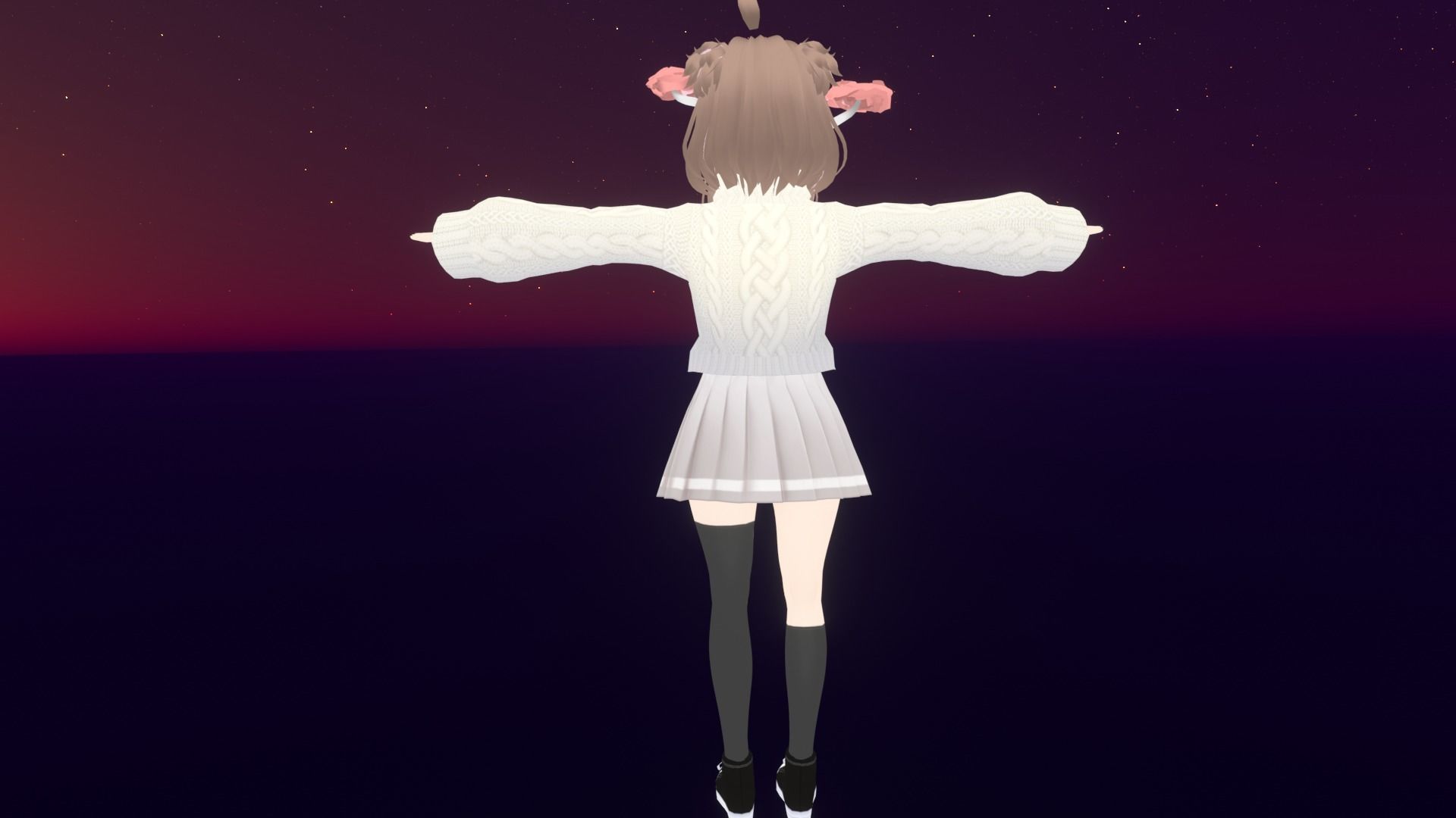 cute anime girl character - Yoshiko Low-poly 3D model_6