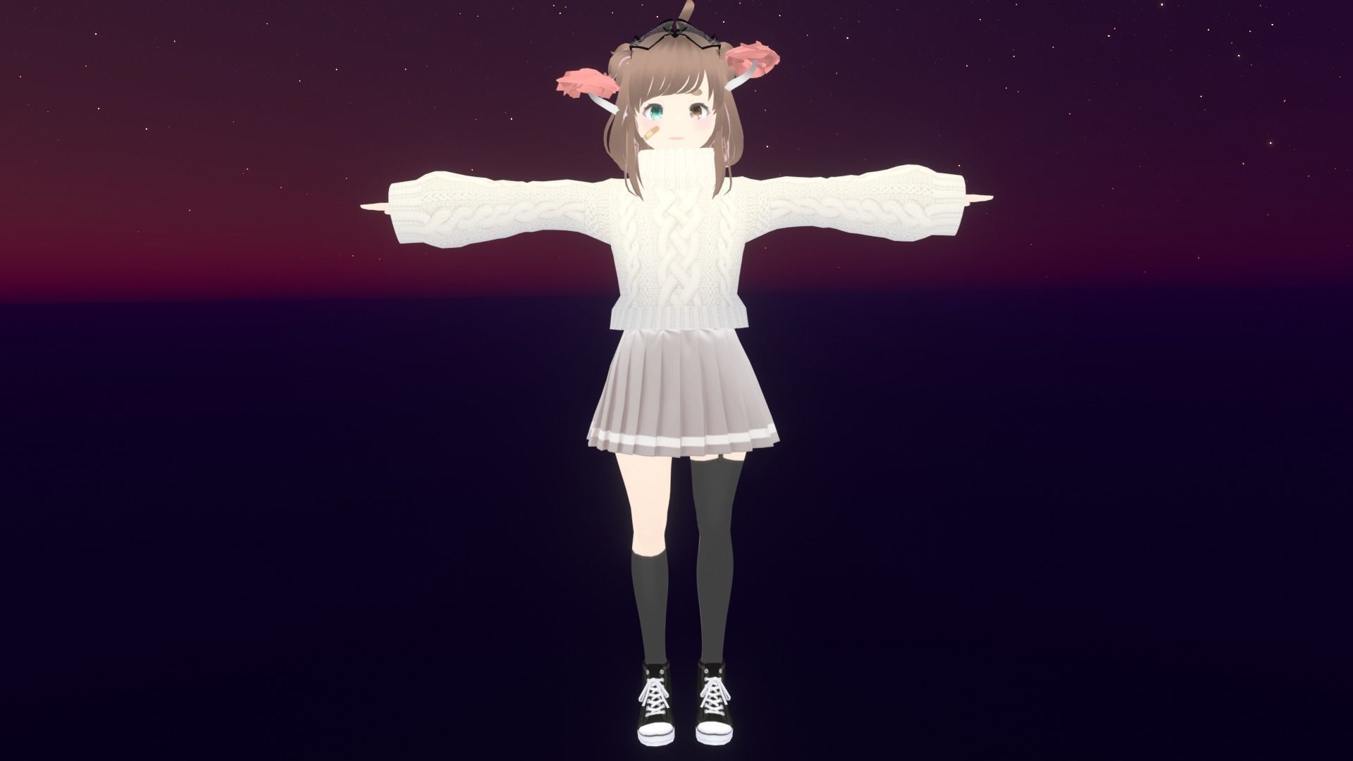 cute anime girl character - Yoshiko Low-poly 3D model_2