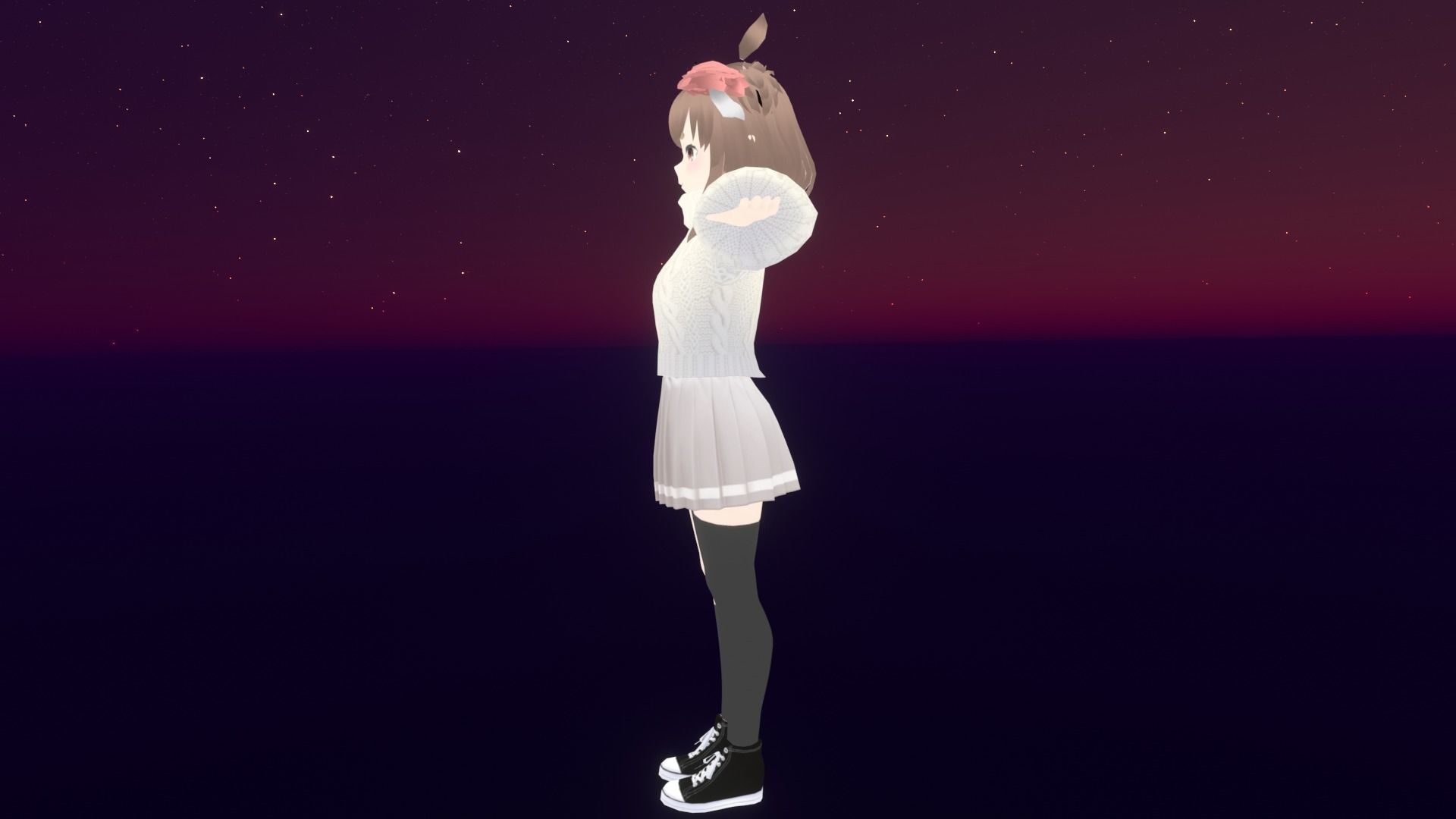 cute anime girl character - Yoshiko Low-poly 3D model_4