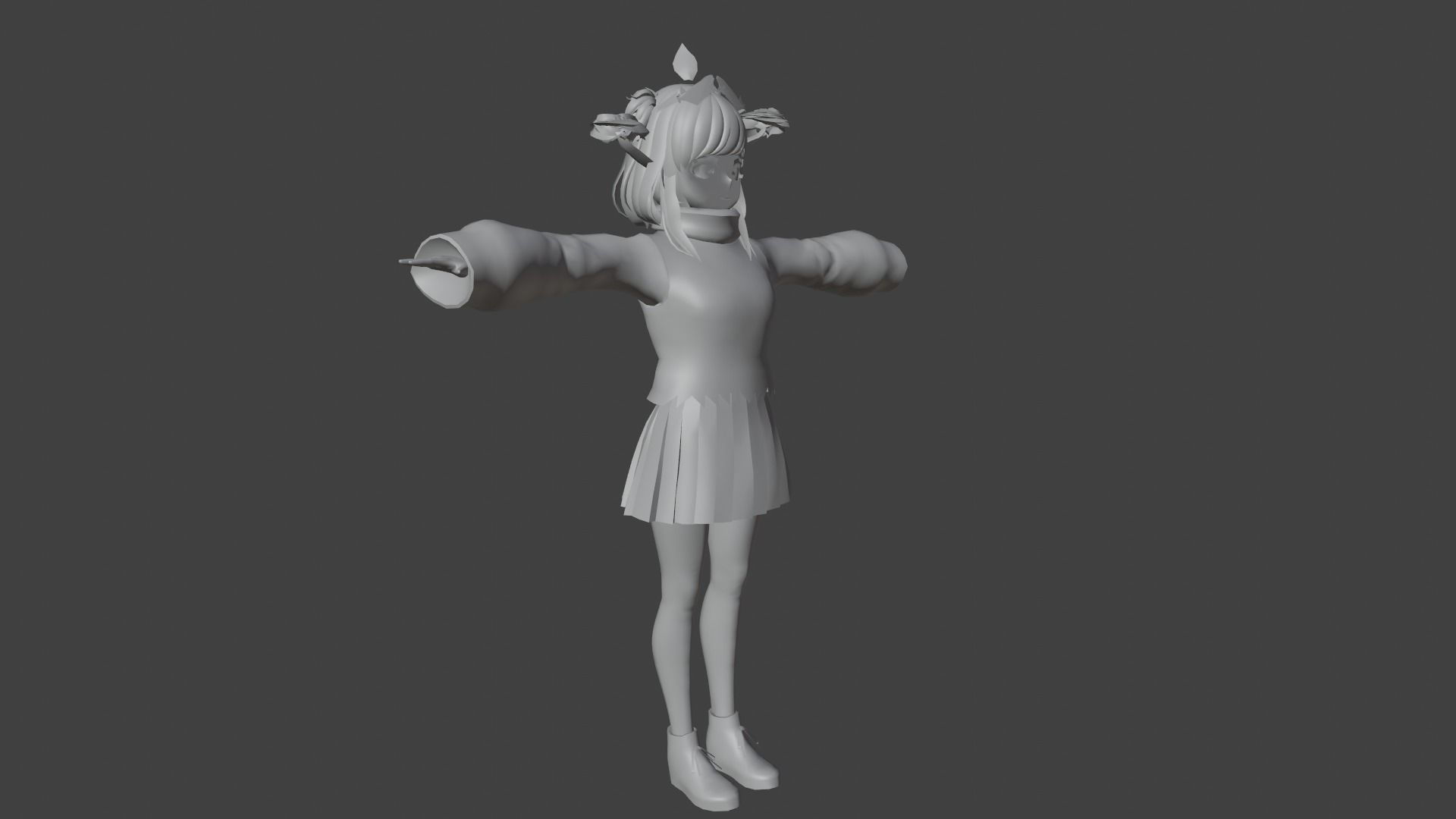 cute anime girl character - Yoshiko Low-poly 3D model_7