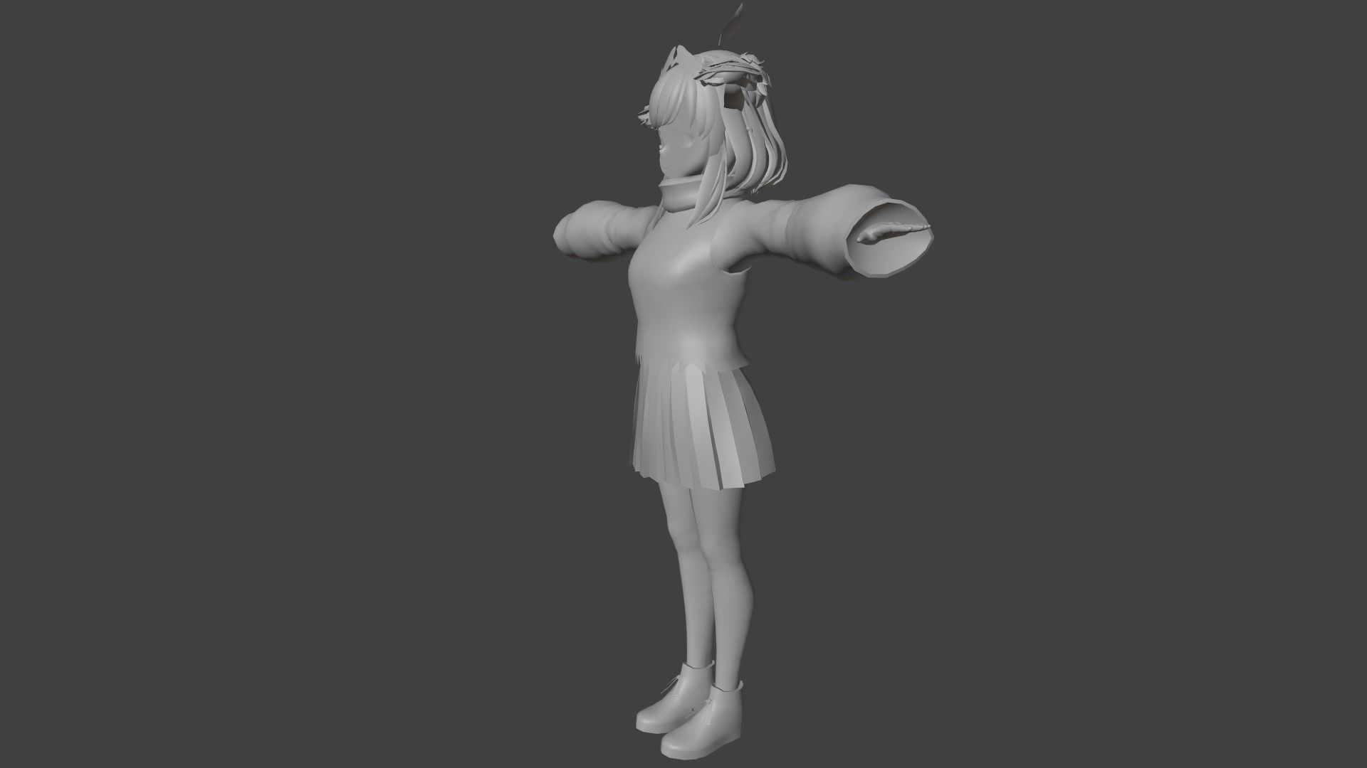 cute anime girl character - Yoshiko Low-poly 3D model_9