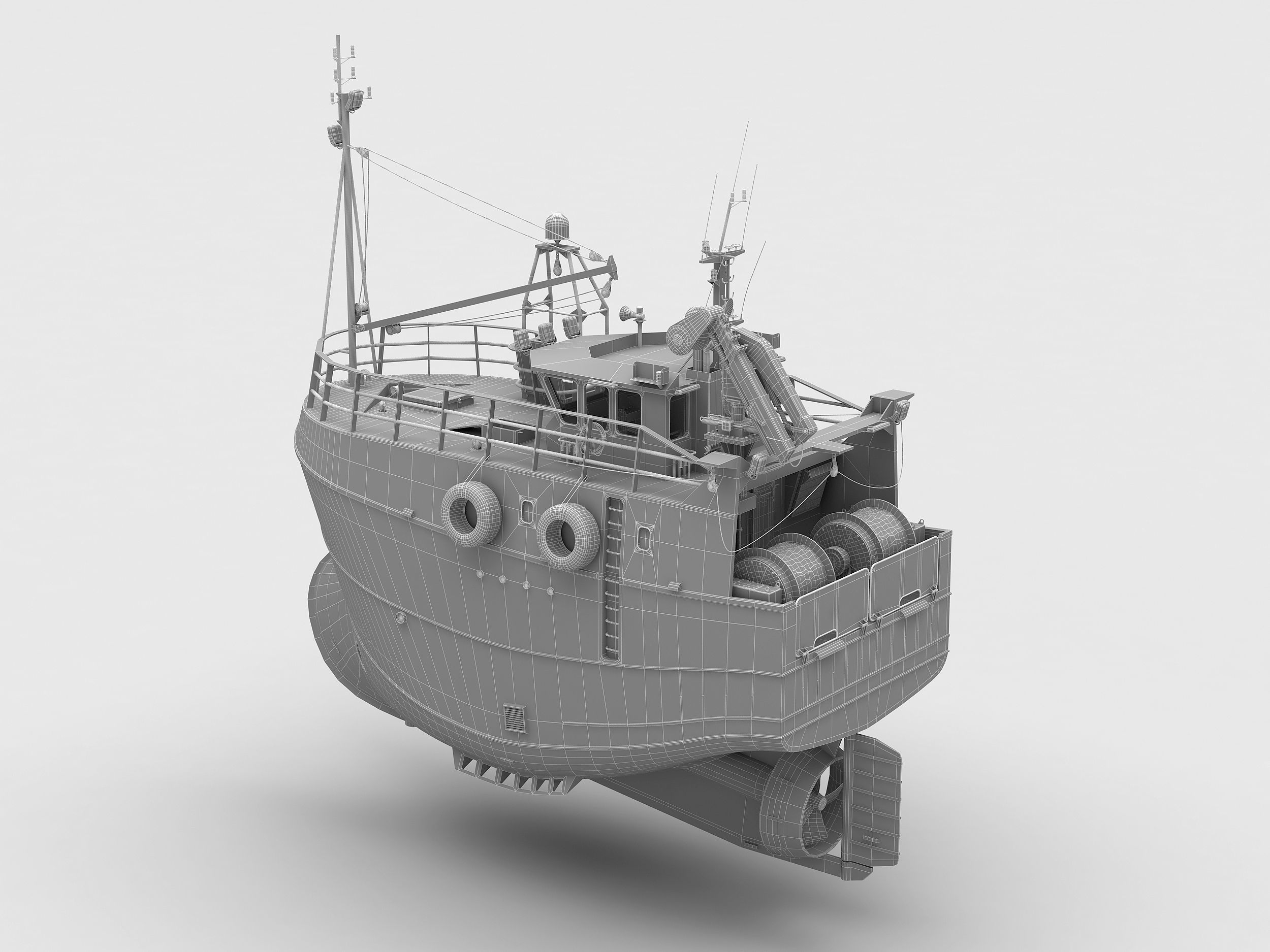 Fishing Trawler RED 3D model_8