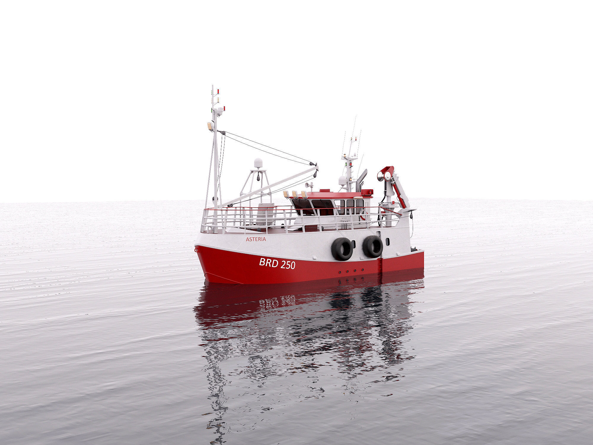 Fishing Trawler RED 3D model_4
