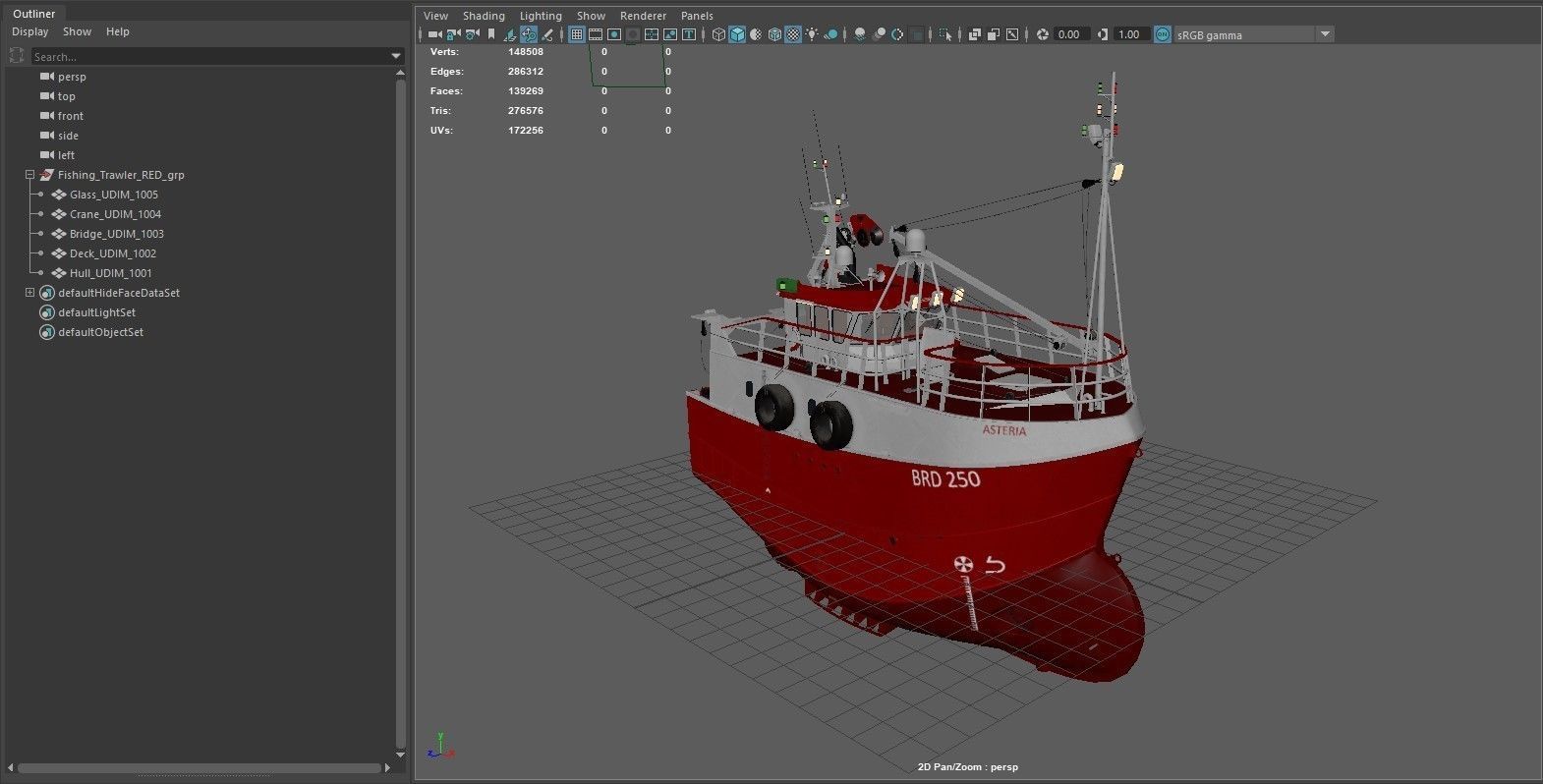 Fishing Trawler RED 3D model_12