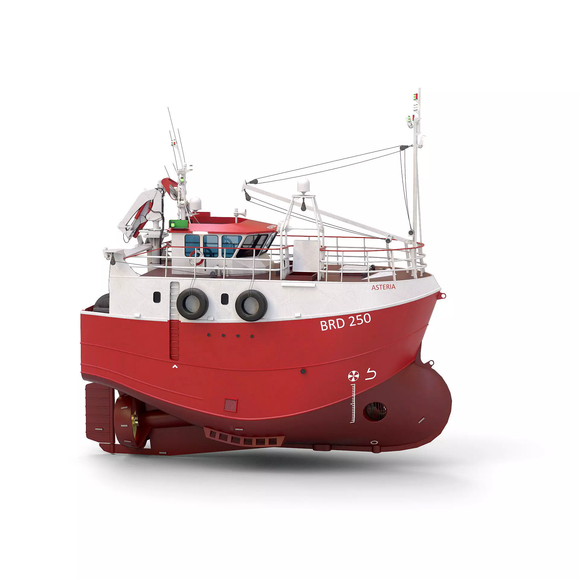 Fishing Trawler RED 3D model_0