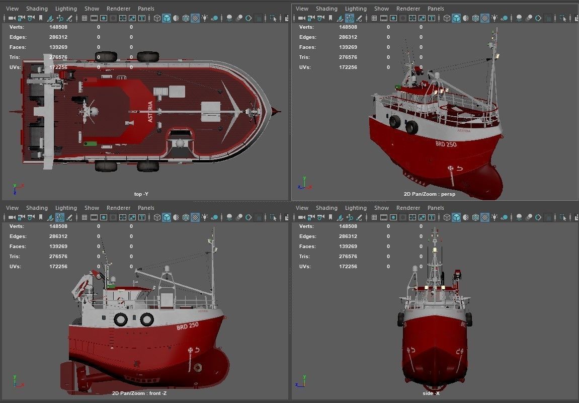 Fishing Trawler RED 3D model_11
