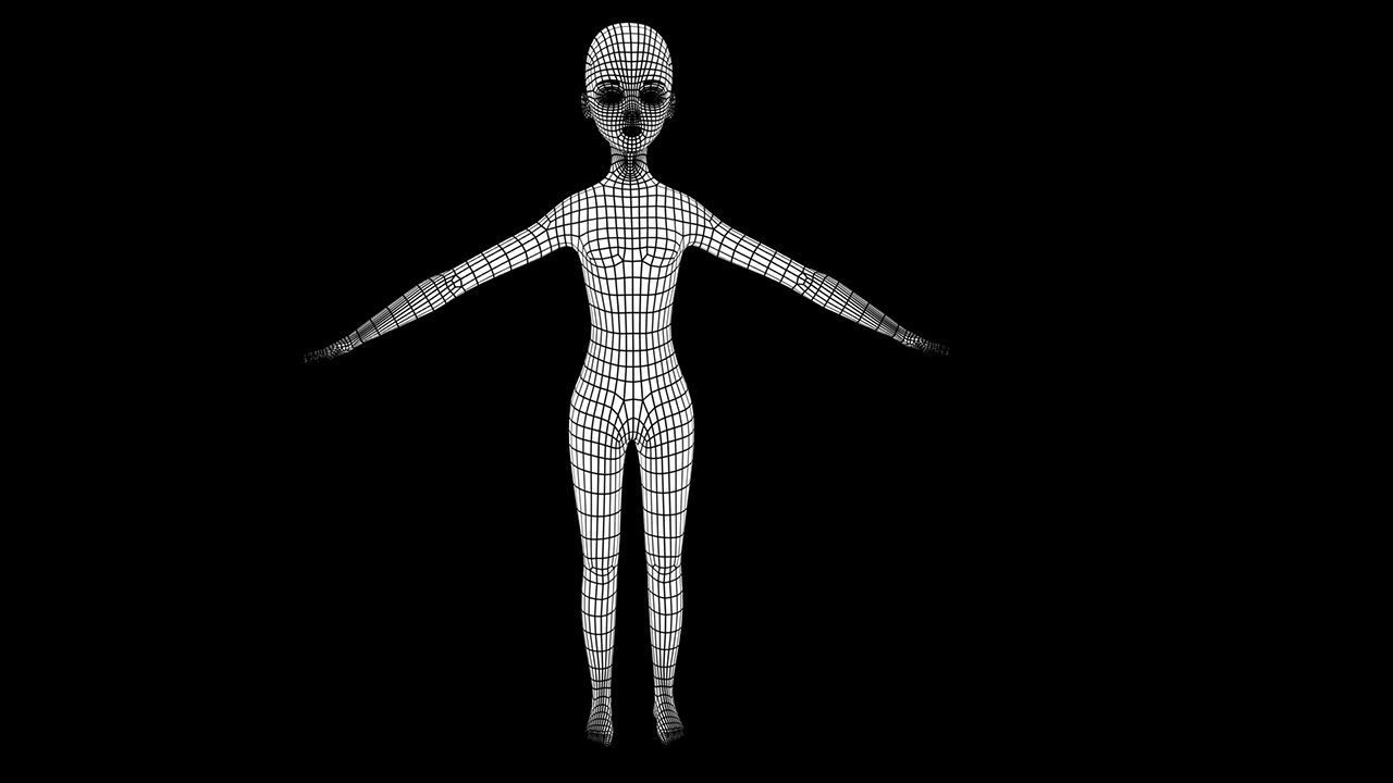 aline a 3D girl model Low-poly 3D model_5