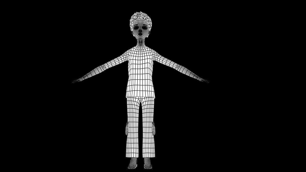 aline a 3D girl model Low-poly 3D model_4