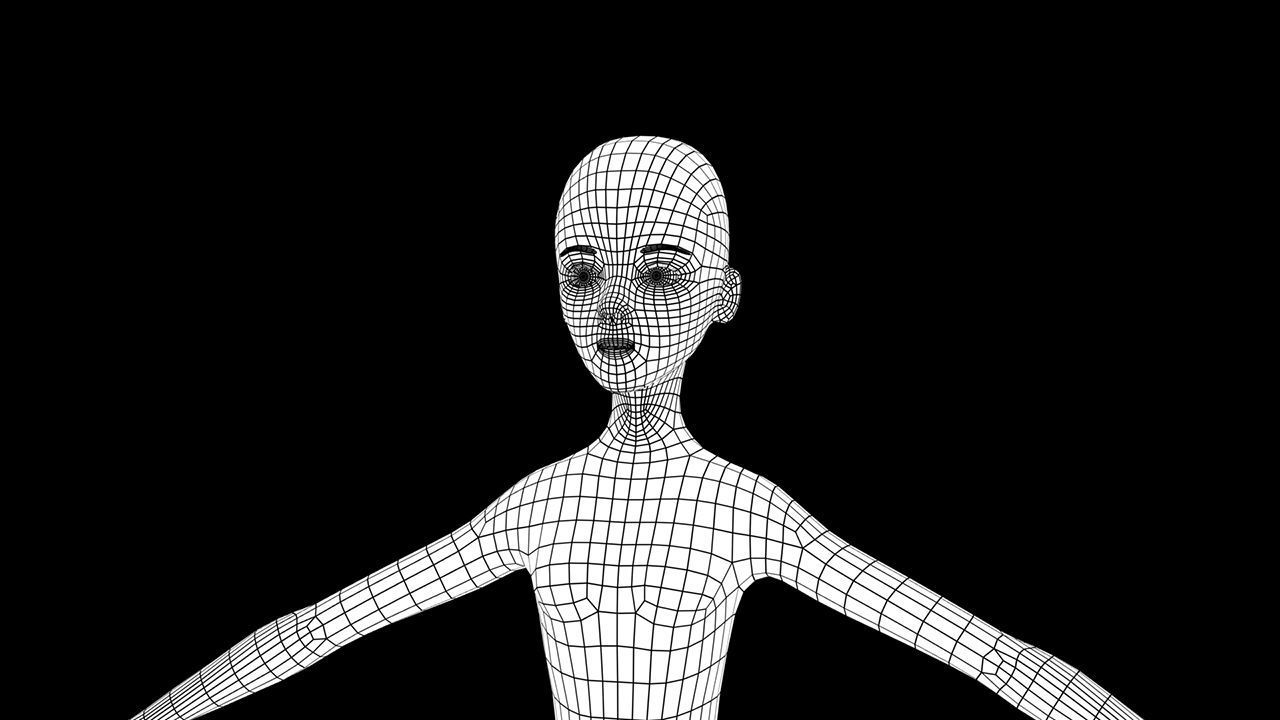 aline a 3D girl model Low-poly 3D model_6