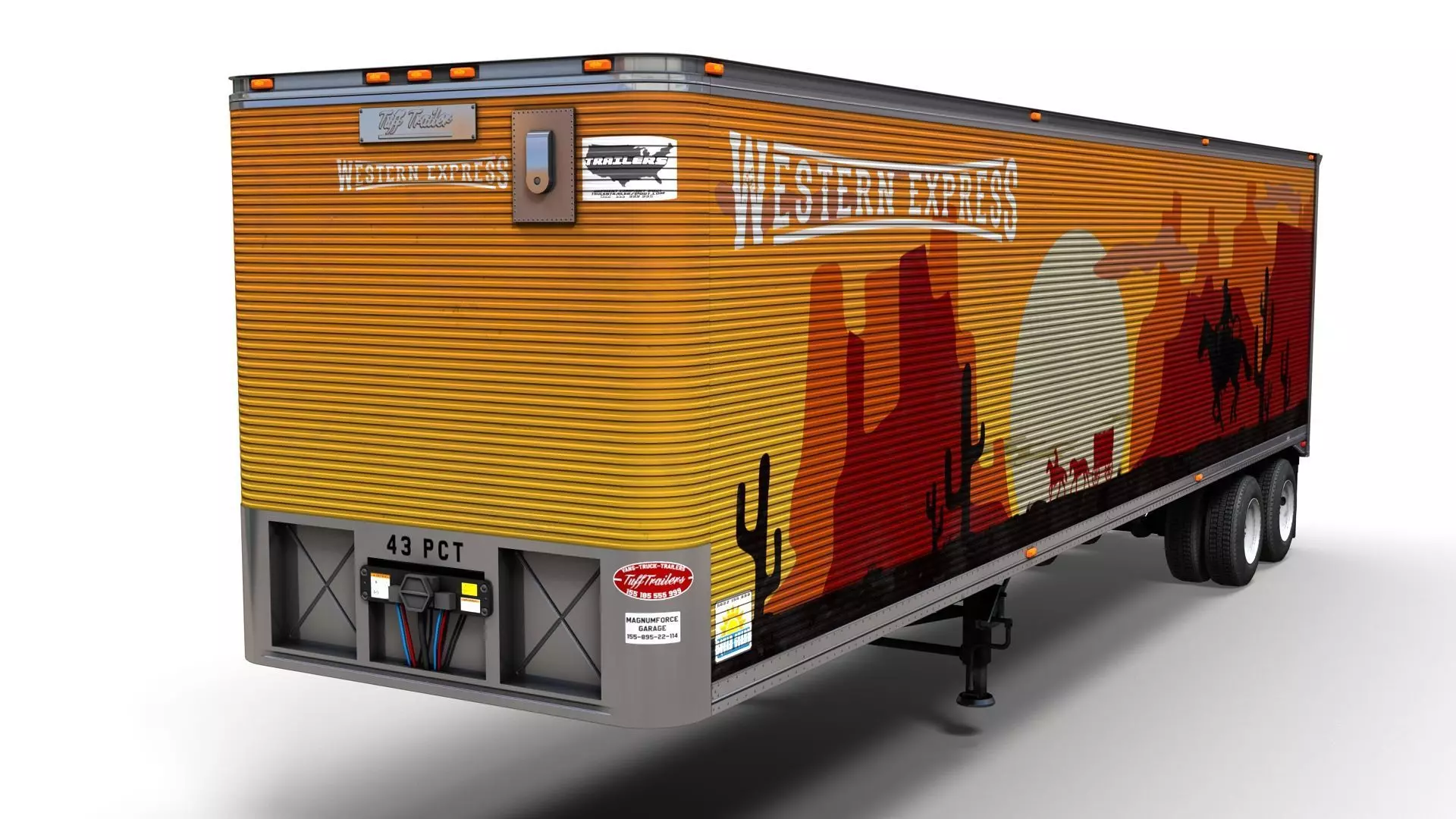 Dry van semi trailer Low-poly 3D model_0