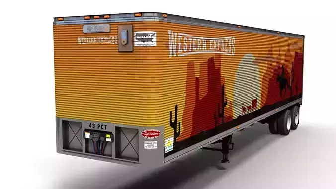 Dry van semi trailer Low-poly 3D model
