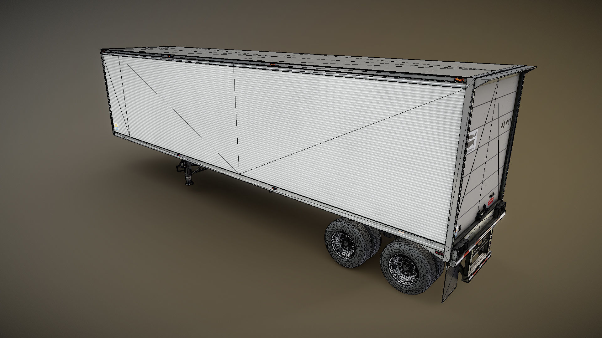 Dry van semi trailer Low-poly 3D model_35