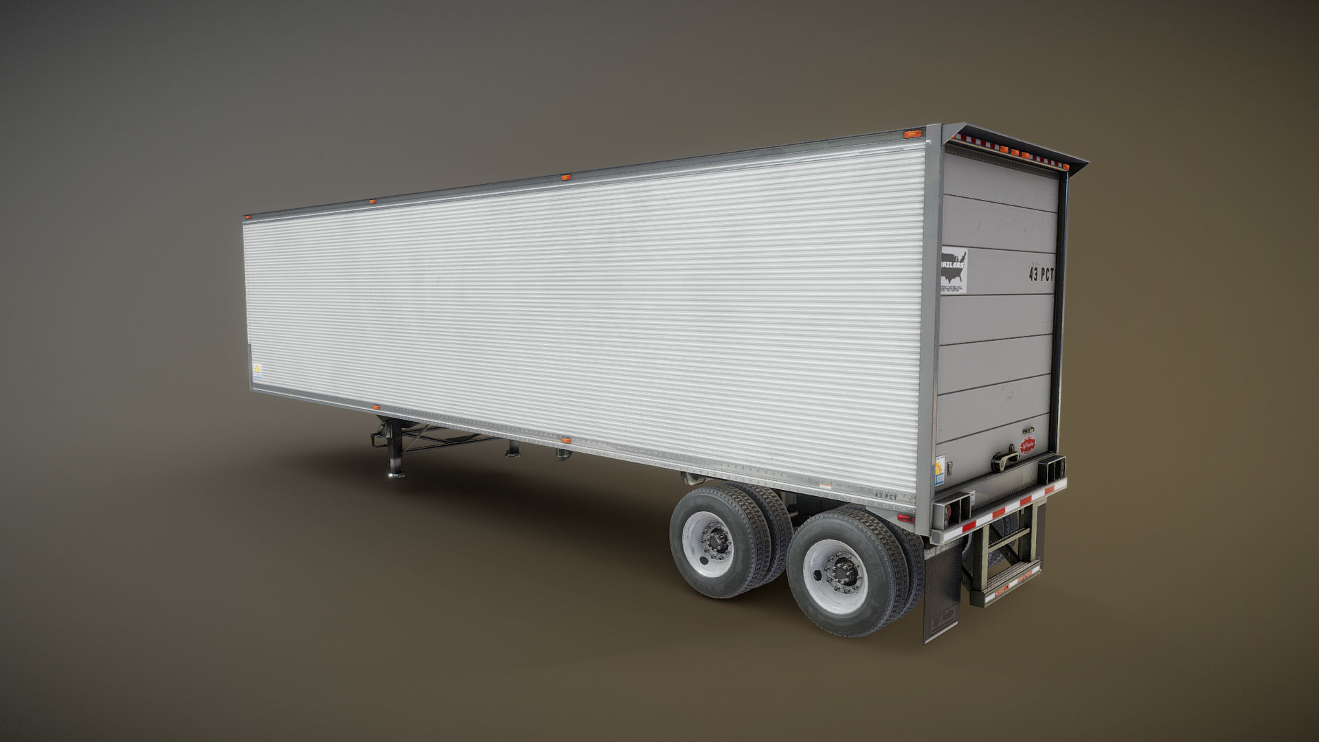 Dry van semi trailer Low-poly 3D model_14