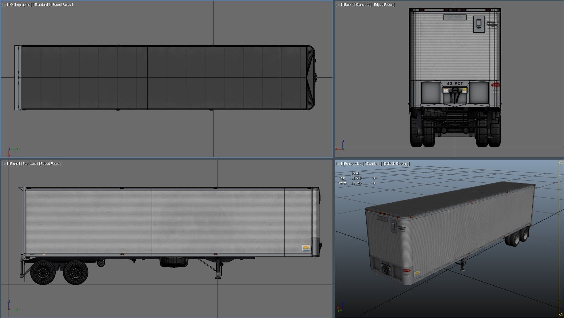 Dry van semi trailer Low-poly 3D model_39