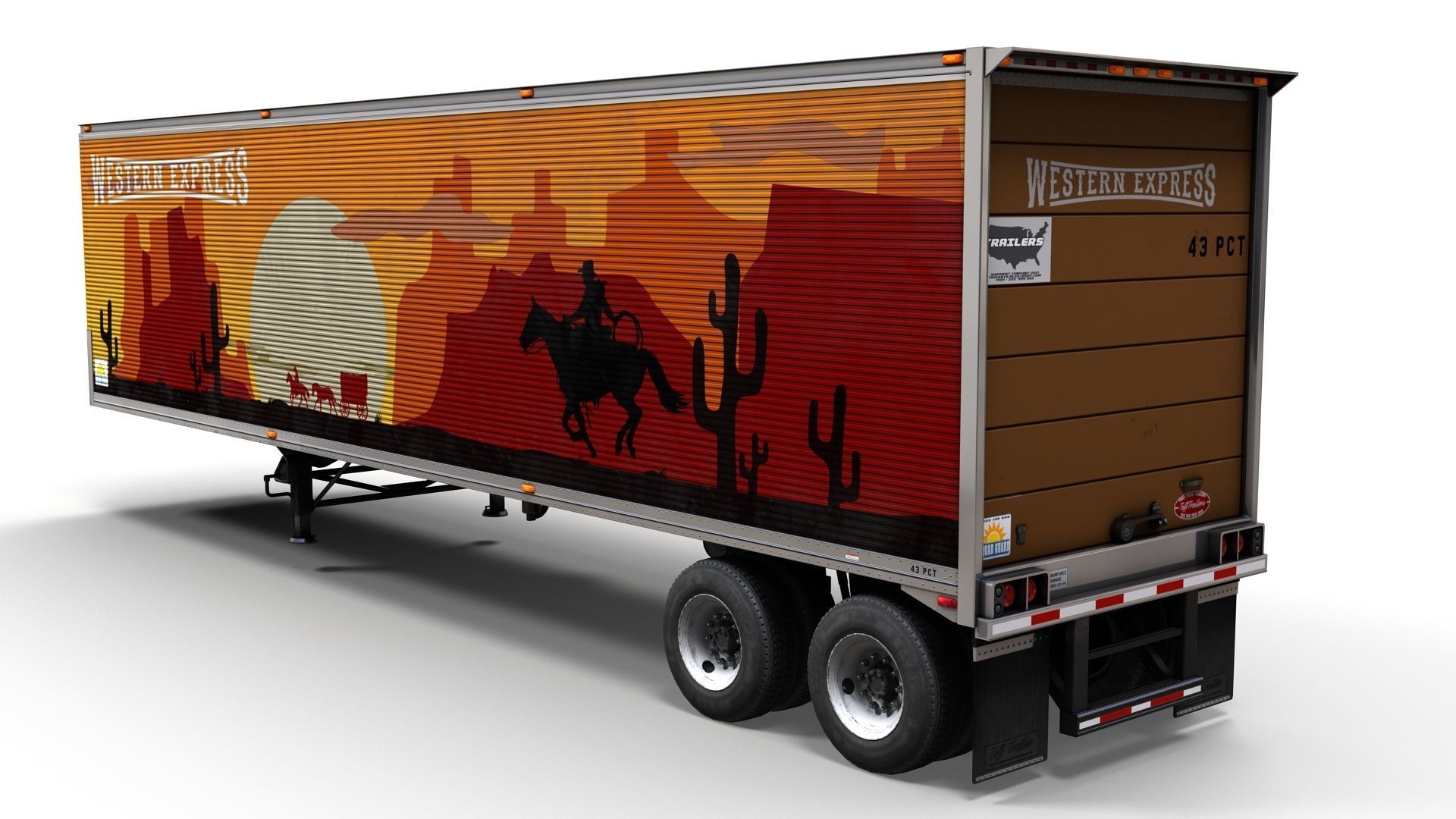 Dry van semi trailer Low-poly 3D model_3