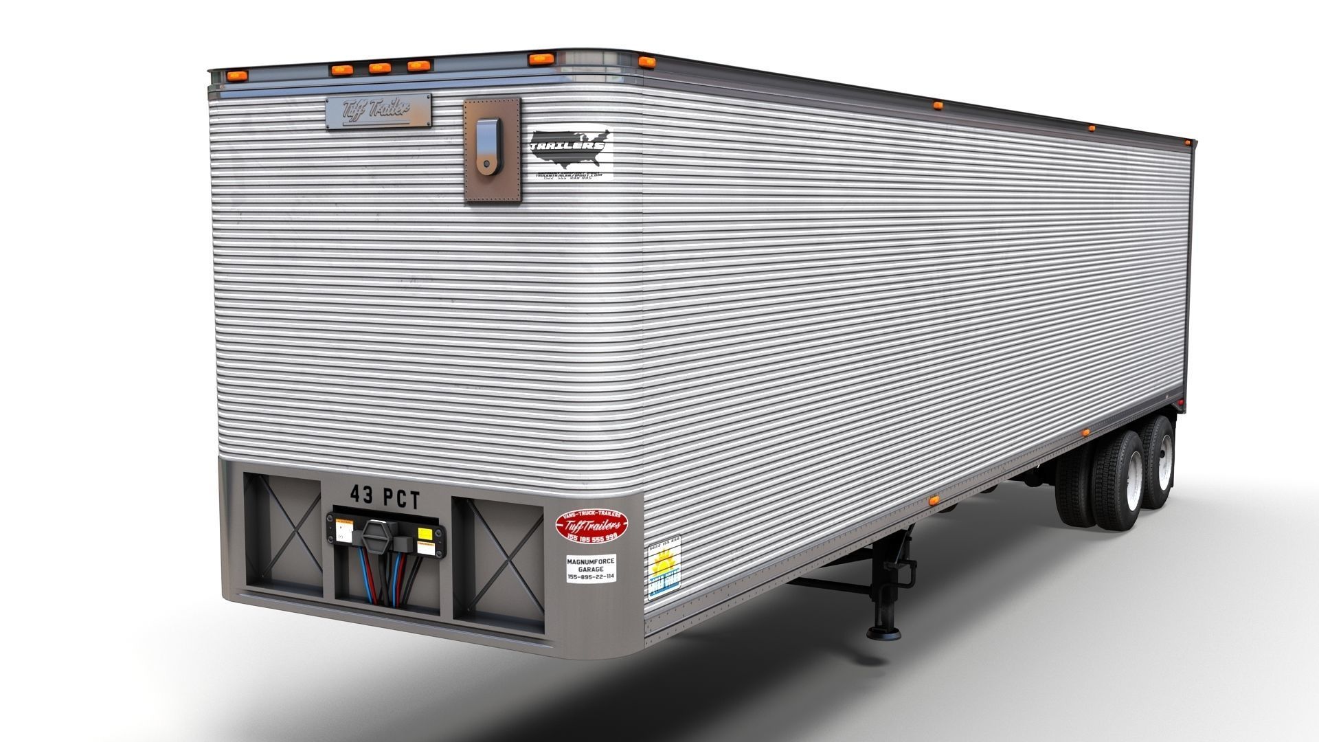 Dry van semi trailer Low-poly 3D model_5