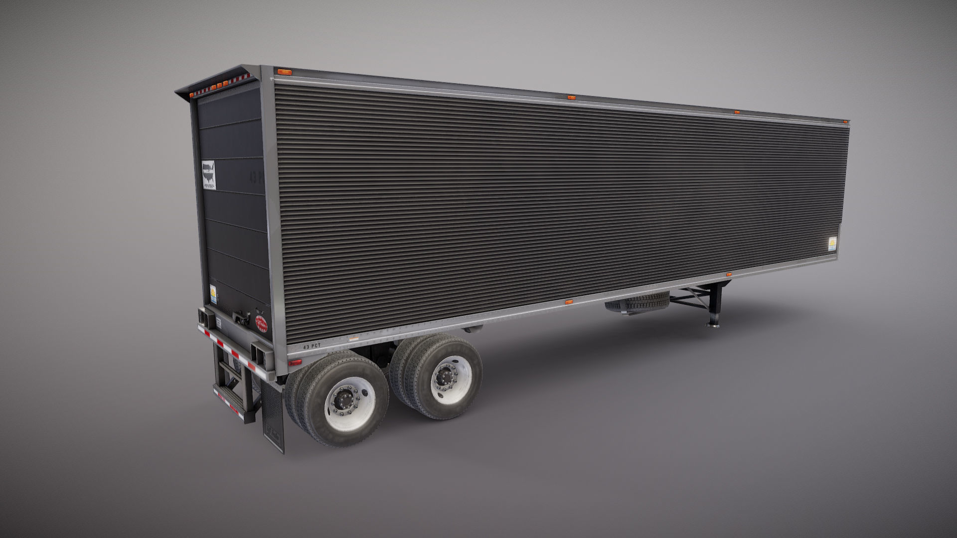 Dry van semi trailer Low-poly 3D model_29