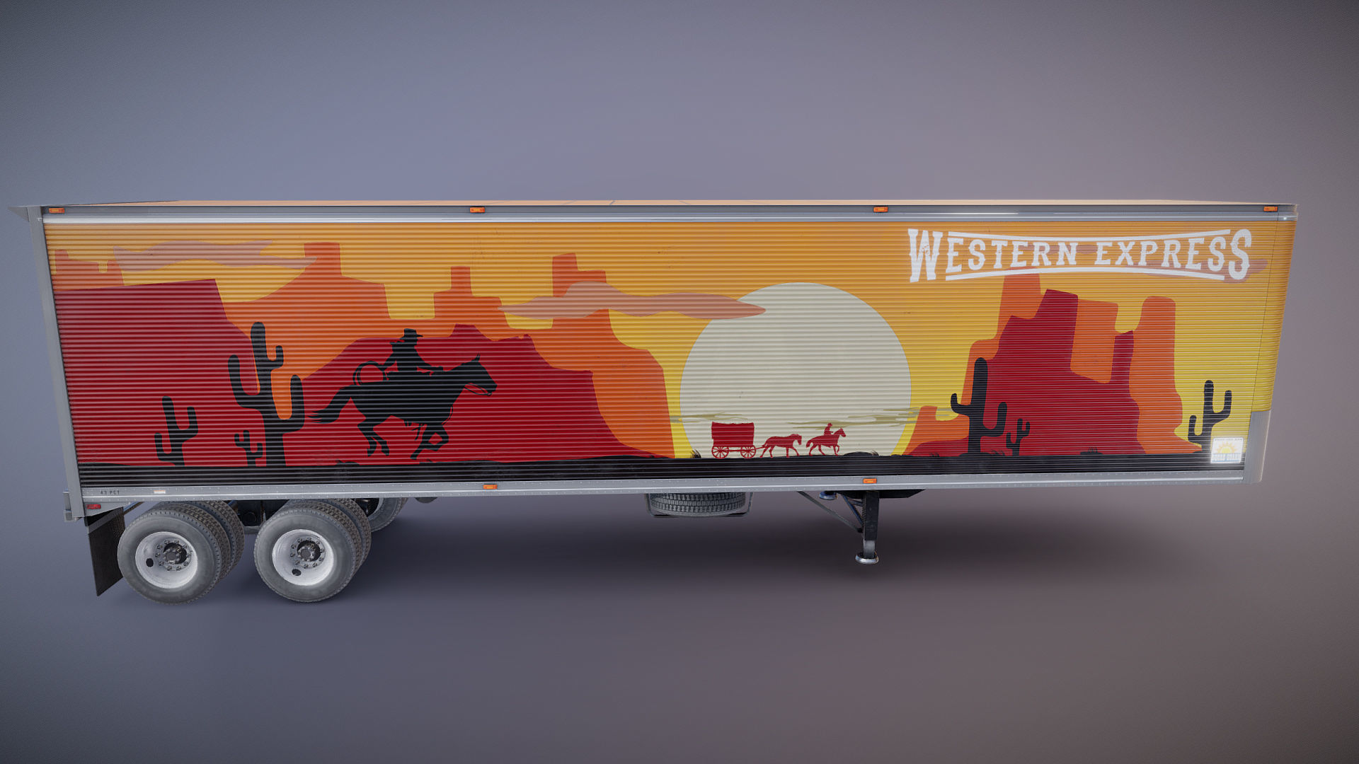 Dry van semi trailer Low-poly 3D model_24