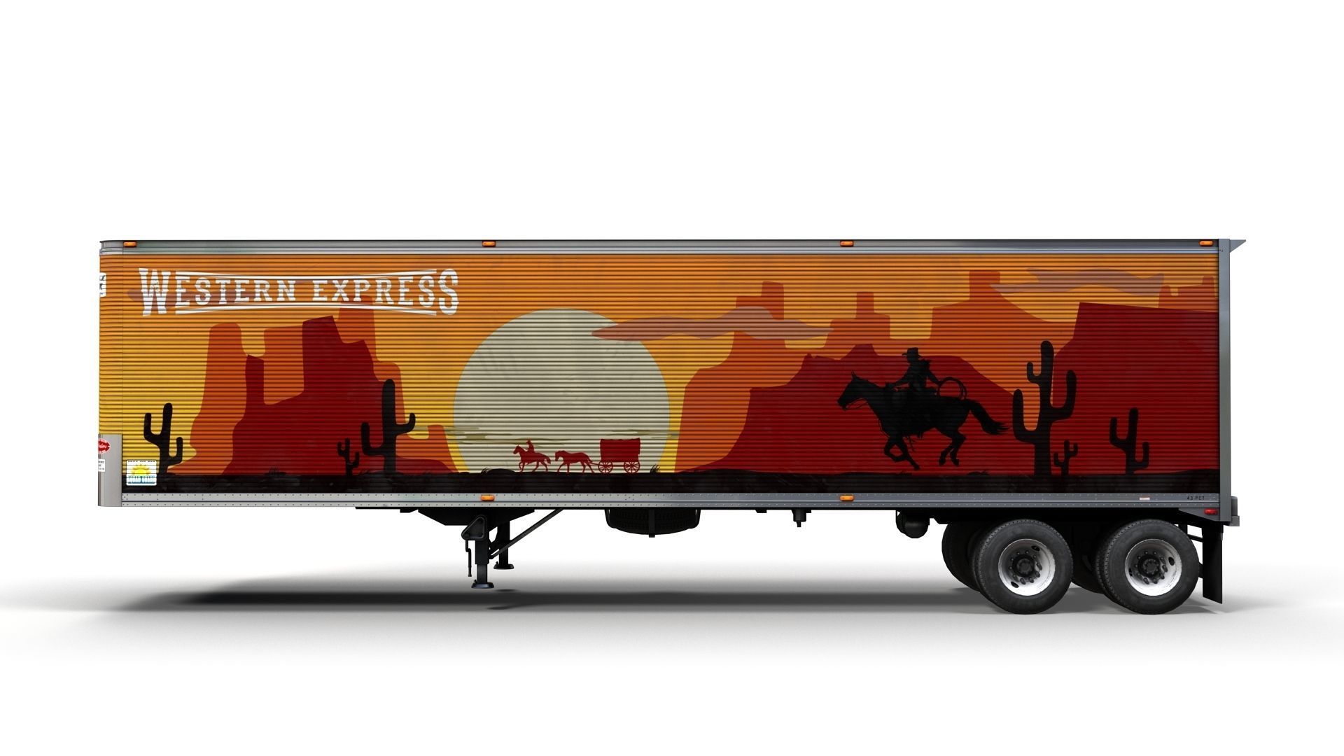 Dry van semi trailer Low-poly 3D model_4