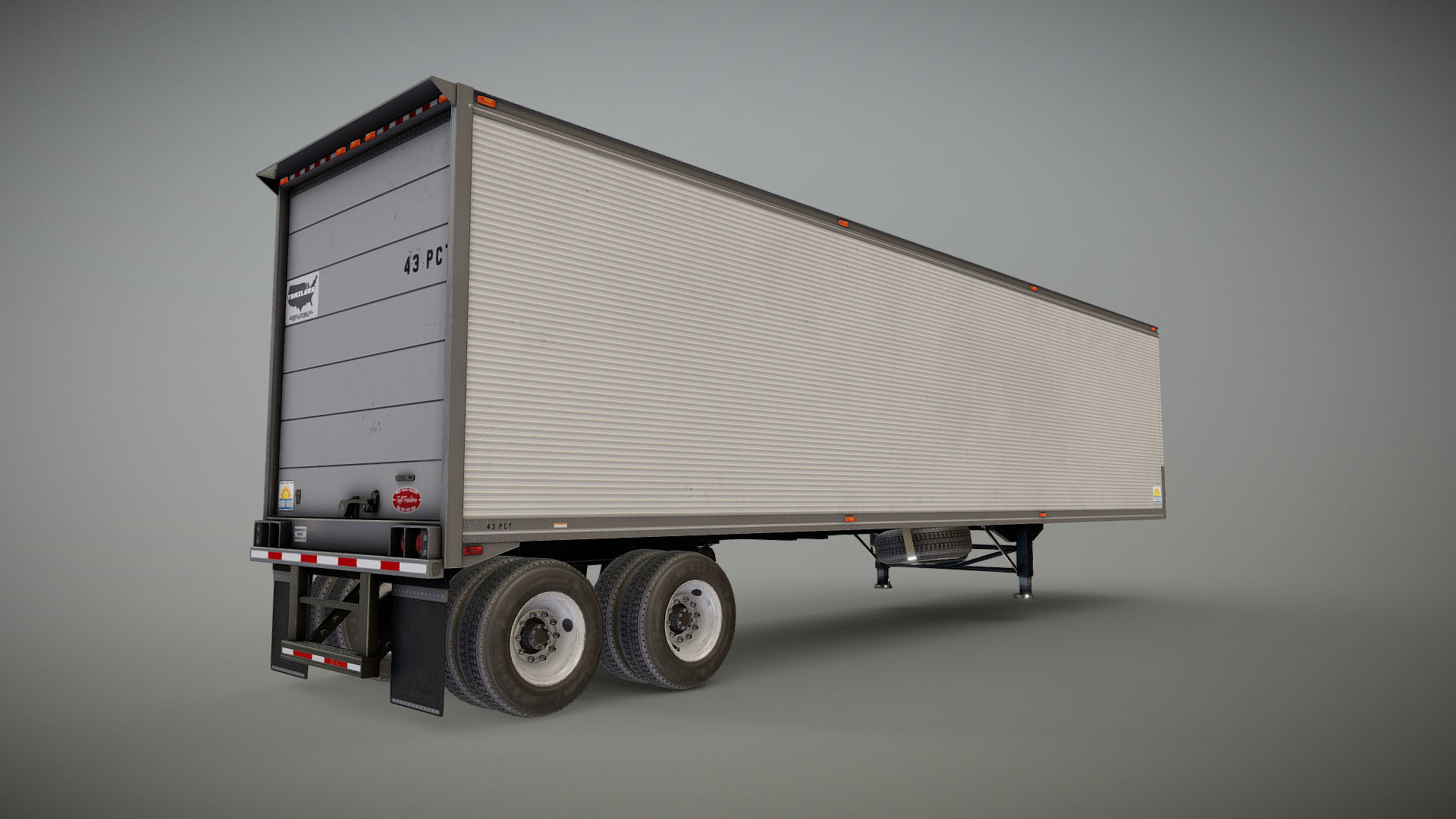 Dry van semi trailer Low-poly 3D model_20