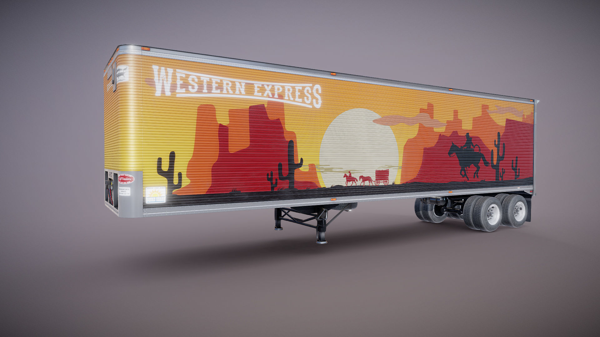 Dry van semi trailer Low-poly 3D model_22